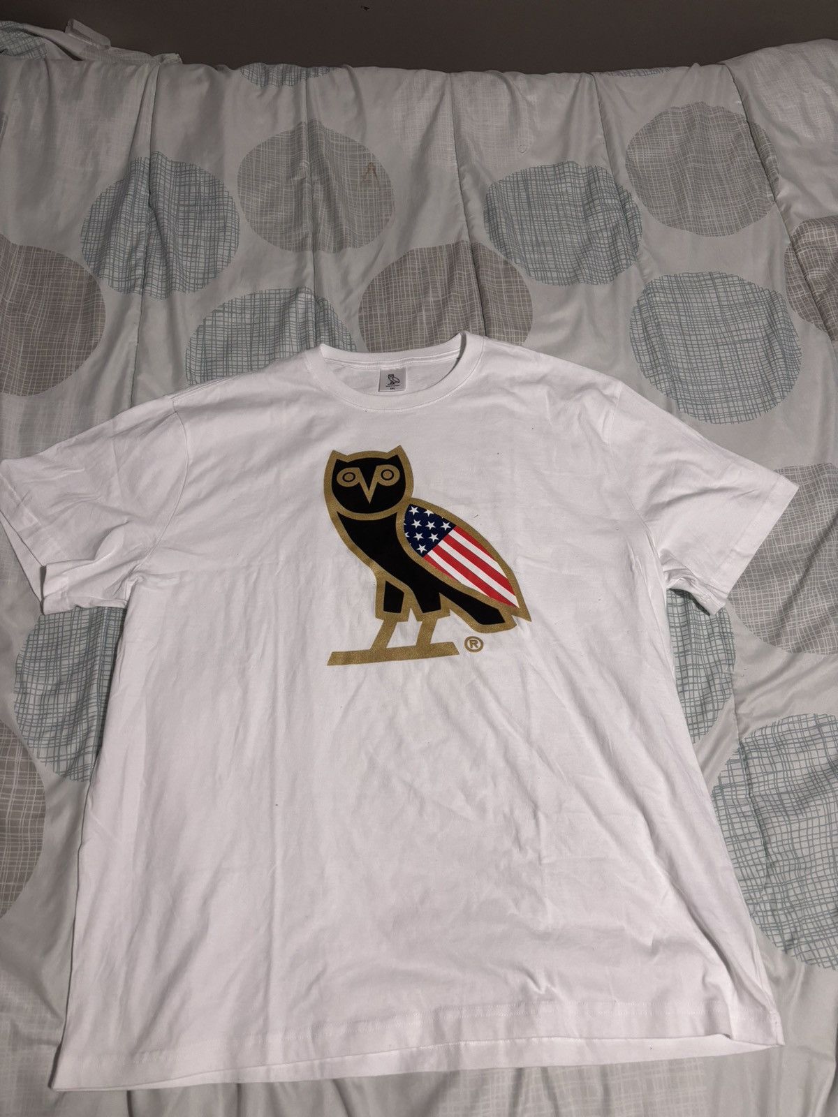 image of Octobers Very Own Ovo Usa OG Owl T-Shirt in White, Men's (Size 2XL)