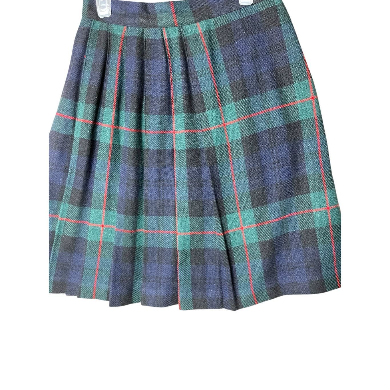 Other Vintage Norton Mcnaughton 80s Green Wool Blend Pleated Skirt Size 4P Size 27" / US 4 / IT 40 - 3 Thumbnail
