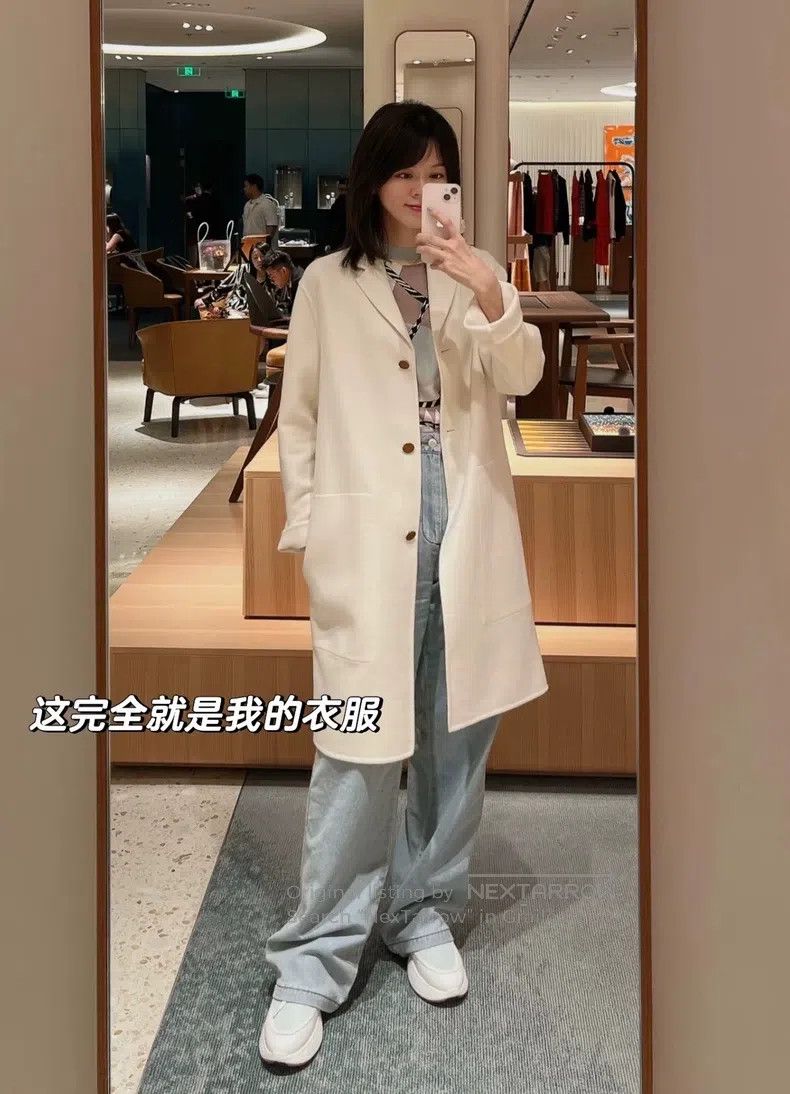 Hermes Hermes White cashmere women's coat Size XS / US 0-2 / IT 36-38 - 2 Thumbnail