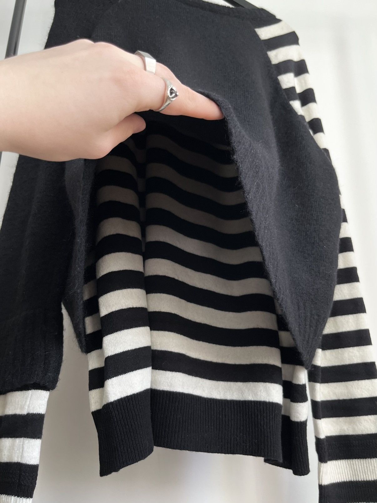 Haider Ackermann Haider Ackermann AW17 layered striped blend knit sweater Size US L / EU 52-54 / 3 - 6 Thumbnail