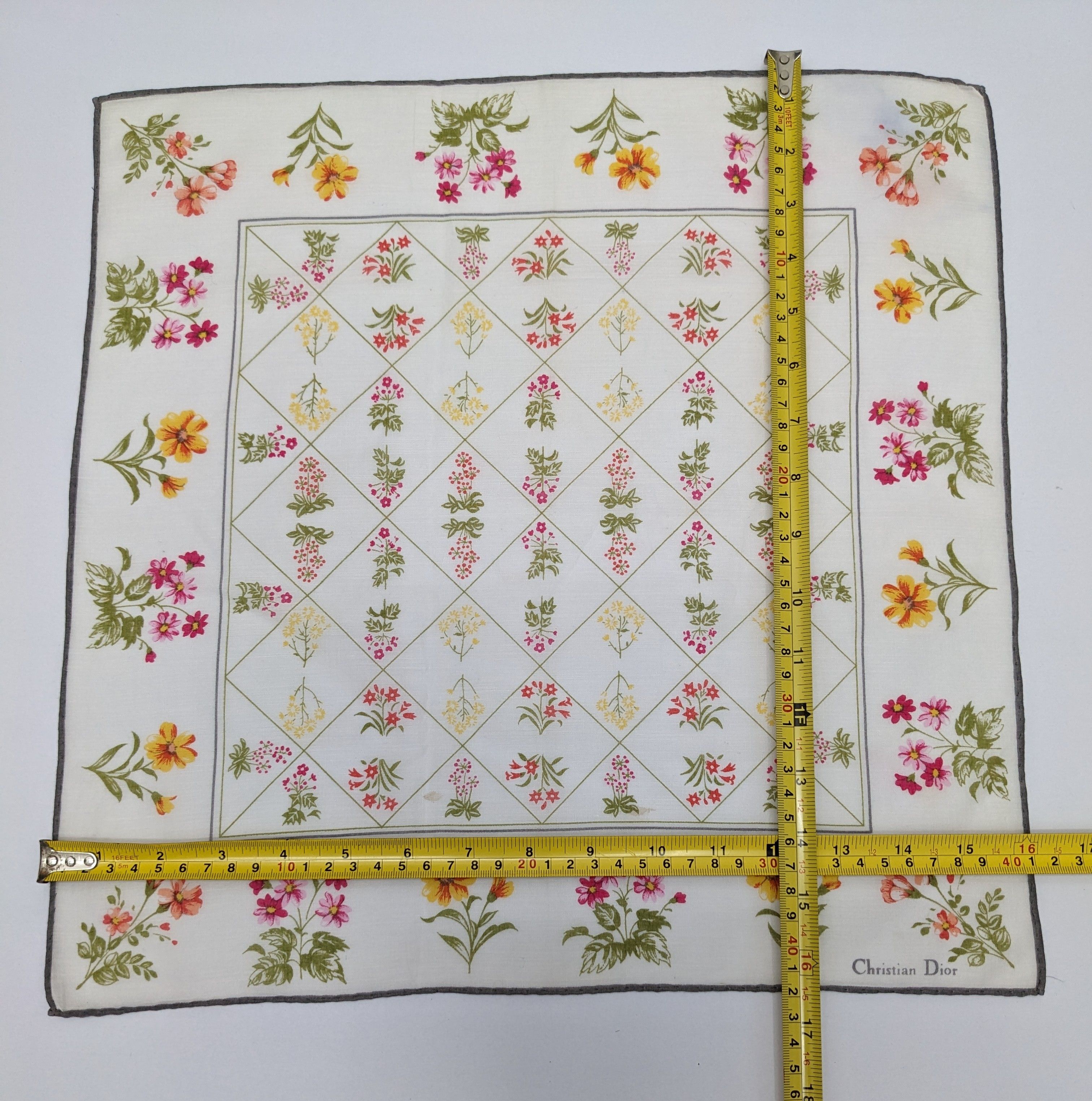 Christian Dior Monsieur Vintage Christian Dior Floral Lattice Print Handkerchief Size ONE SIZE - 4 Thumbnail