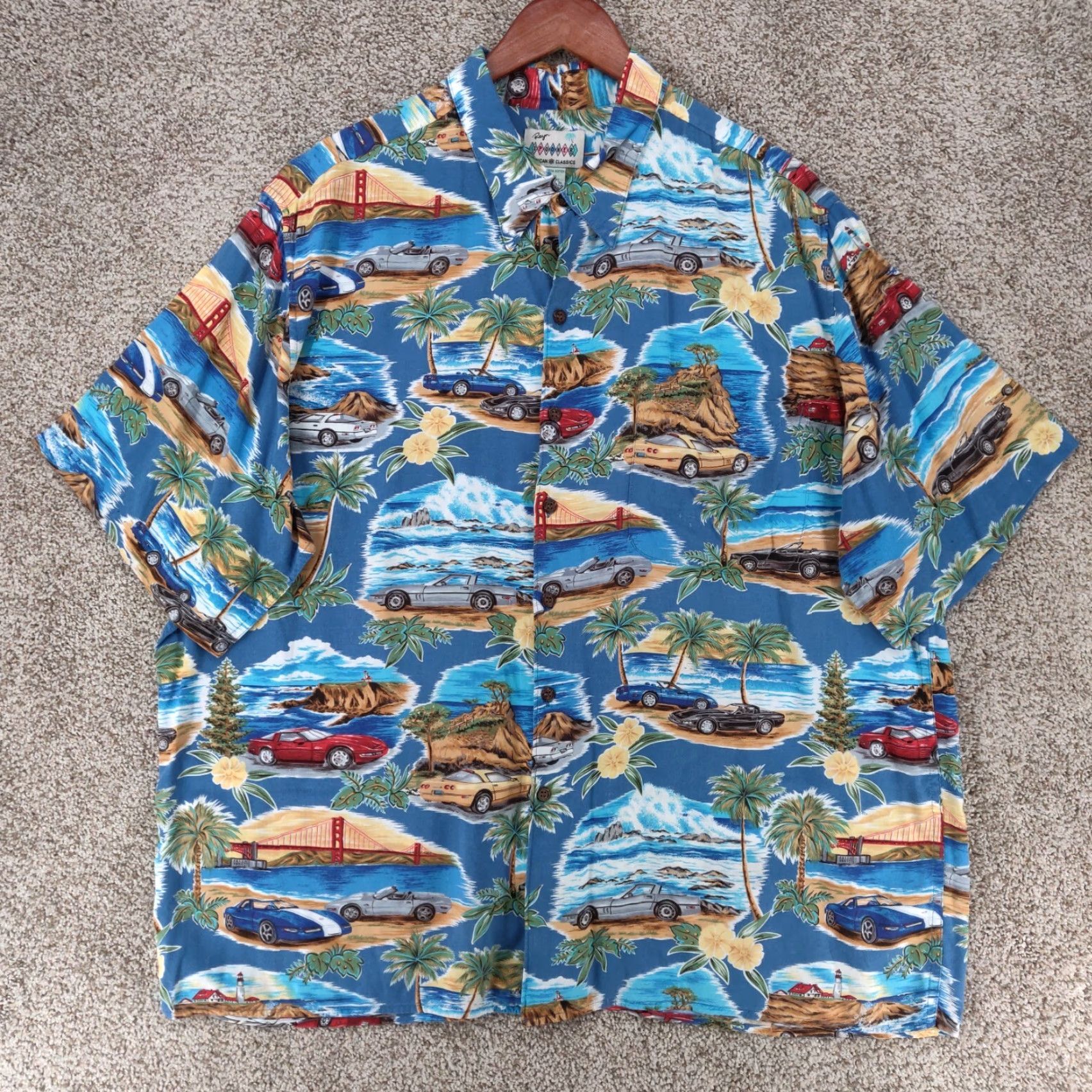 Reyn Spooner VINTAGE Reyn Spooner Hawaiian Shirt Mens 2XL 2XL Floral Cars Palm Trees Button-Up Shirt Size US XXL / EU 58 / 5 - 2 Thumbnail