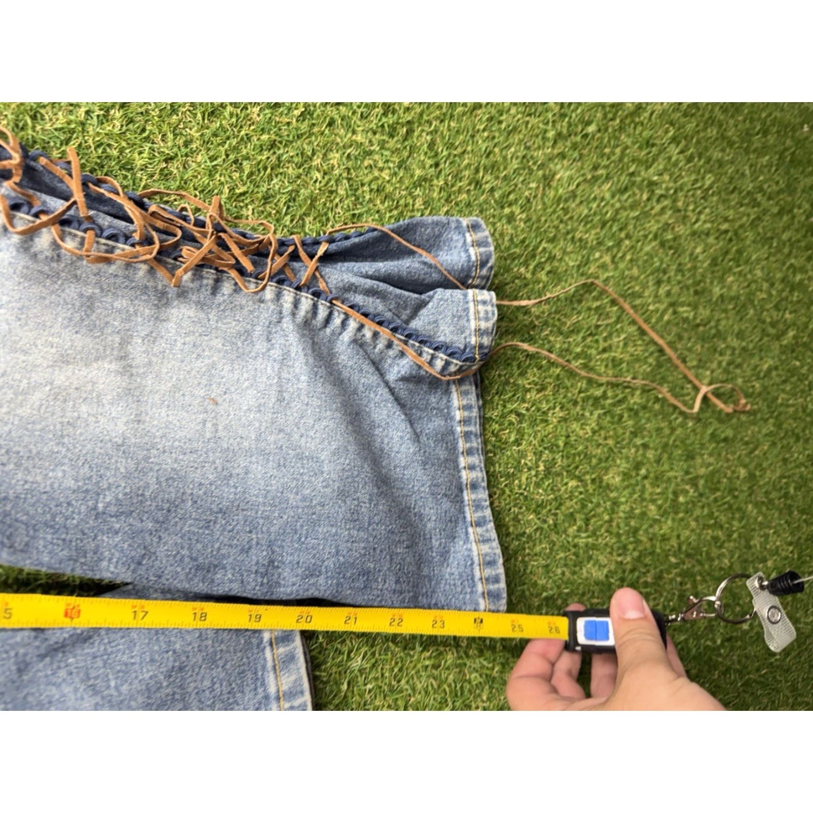 Denime VINTAGE Mudd Jeans Womens 28x25 Low Rise Lace Up Bootcut Flared Denim 90s Blue Mens? Women? Size 32" / US 10 / IT 46 - 4 Thumbnail