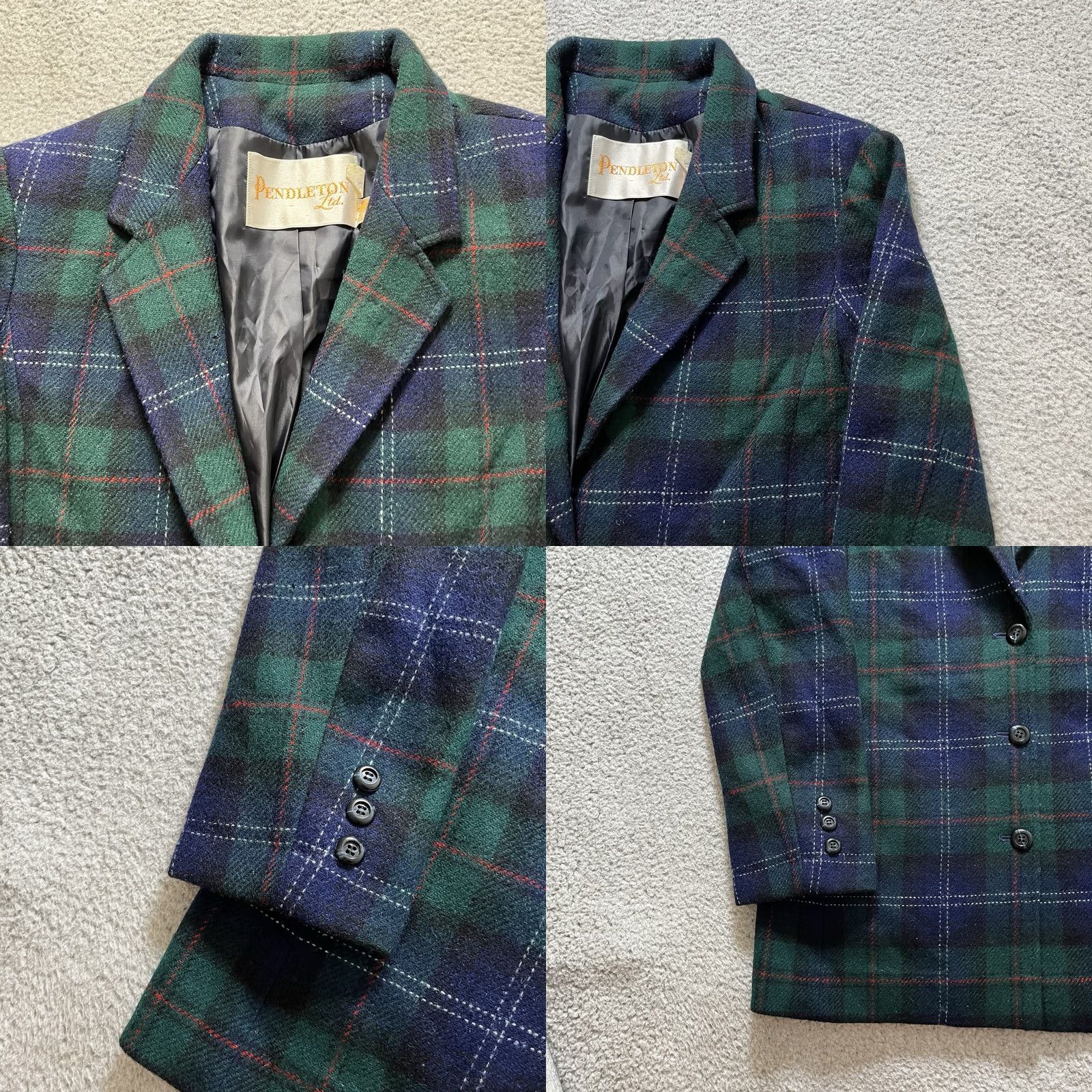 Pendleton Pendleton Blazer Women 14 Green Plaid Wool 70s Vintage Preppy Jacket Three-Button Three-Button Front Size XL / US 12-14 / IT 48-50 - 8 Thumbnail