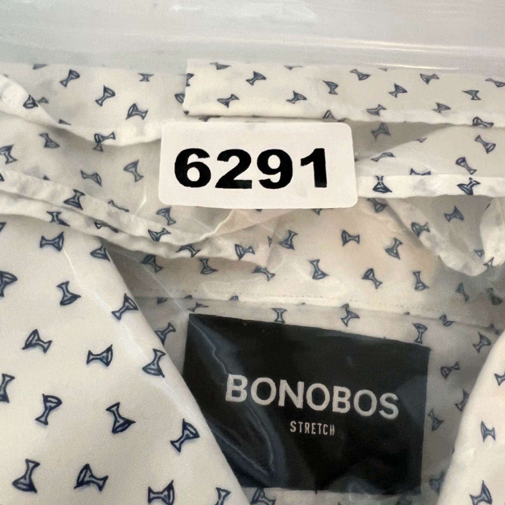Bonobos Bonobos White Stretch Button-Up Shirt Mens 33 Tailored Fit Long Sleeve Casual Cotton Print Martini Glass Vintage No Size US XS / EU 42 / 0 - 8 Thumbnail