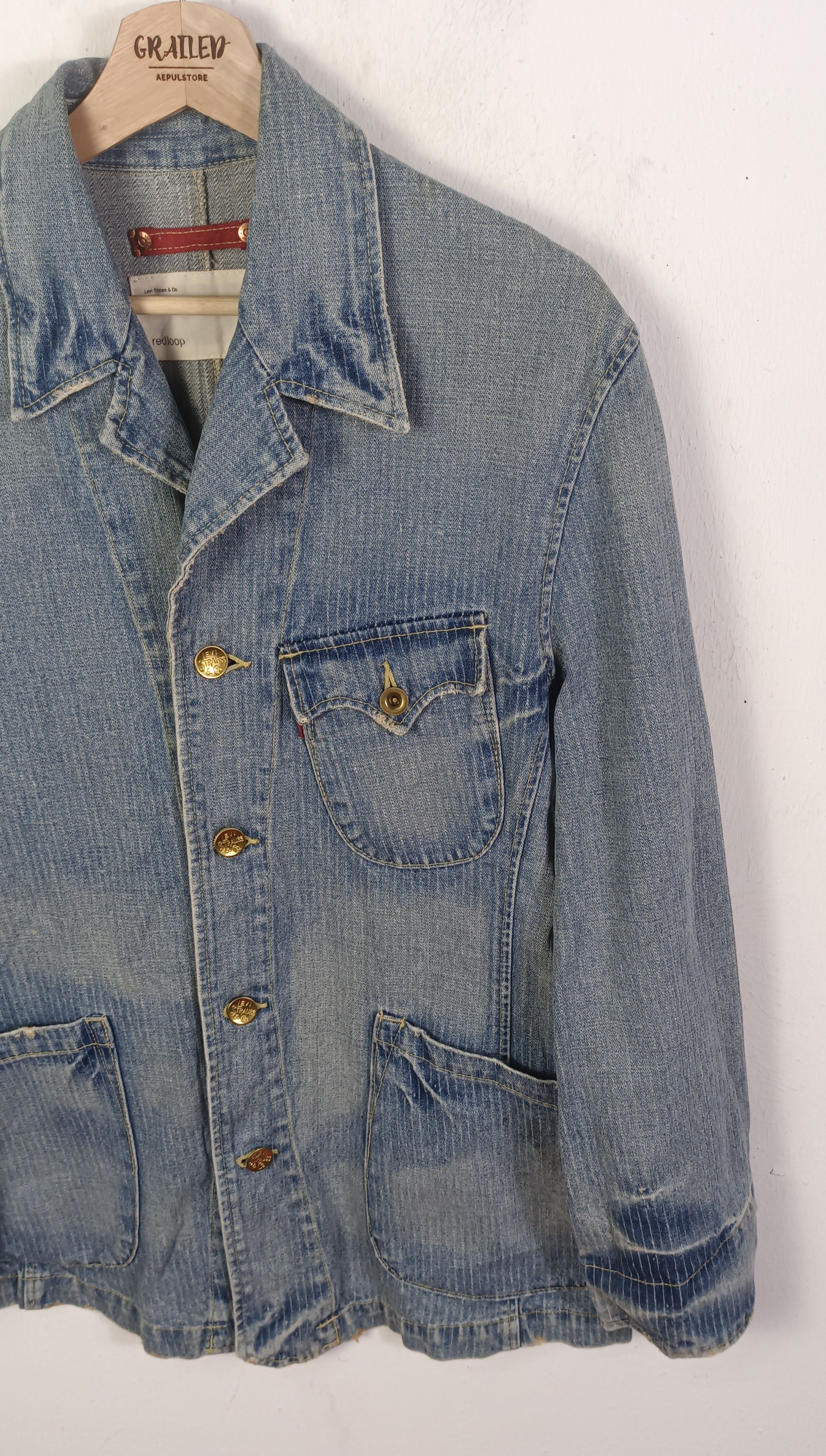 Levi's Vintage Clothing 🔥 Levi's Red Loop Hikory Chroe Denim Jacket Size US M / EU 48-50 / 2 - 5 Thumbnail