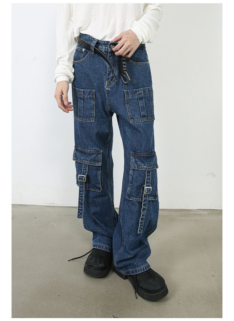 Japanese Brand × Jean Men's multi-pocket washed vintage wide-leg cargo jeans Size US 32 / EU 48 - 2 Thumbnail