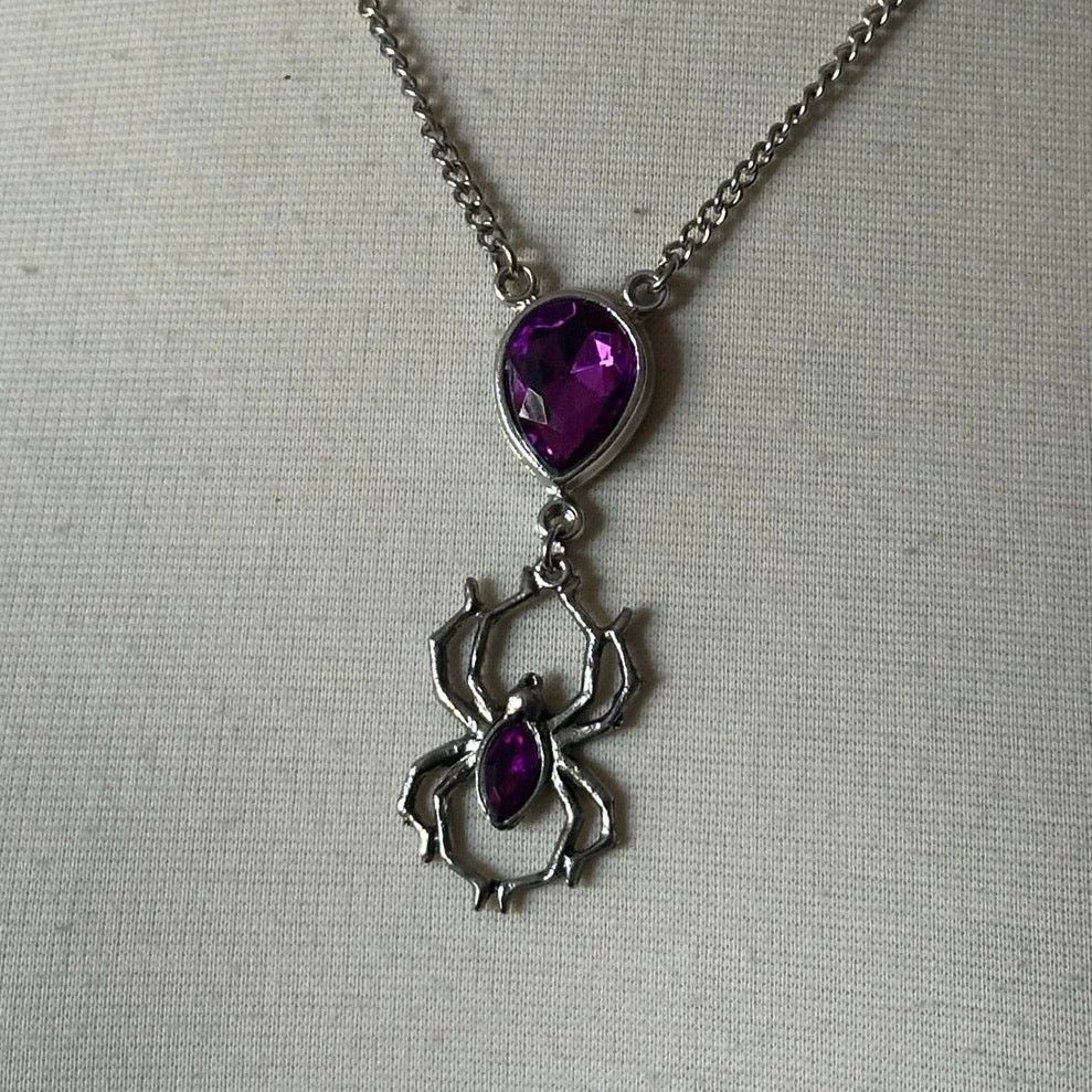 Other silver purple gemstone spider pendant necklace Size ONE SIZE - 2 Thumbnail