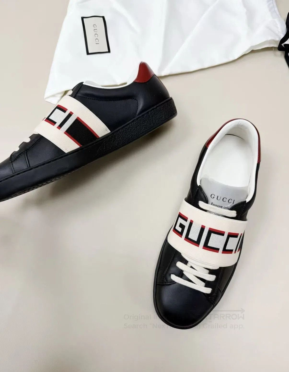 Gucci Black Low-Top Sneakers with Logo Stripe. Size US 7.5 / EU 40-41 - 4 Thumbnail