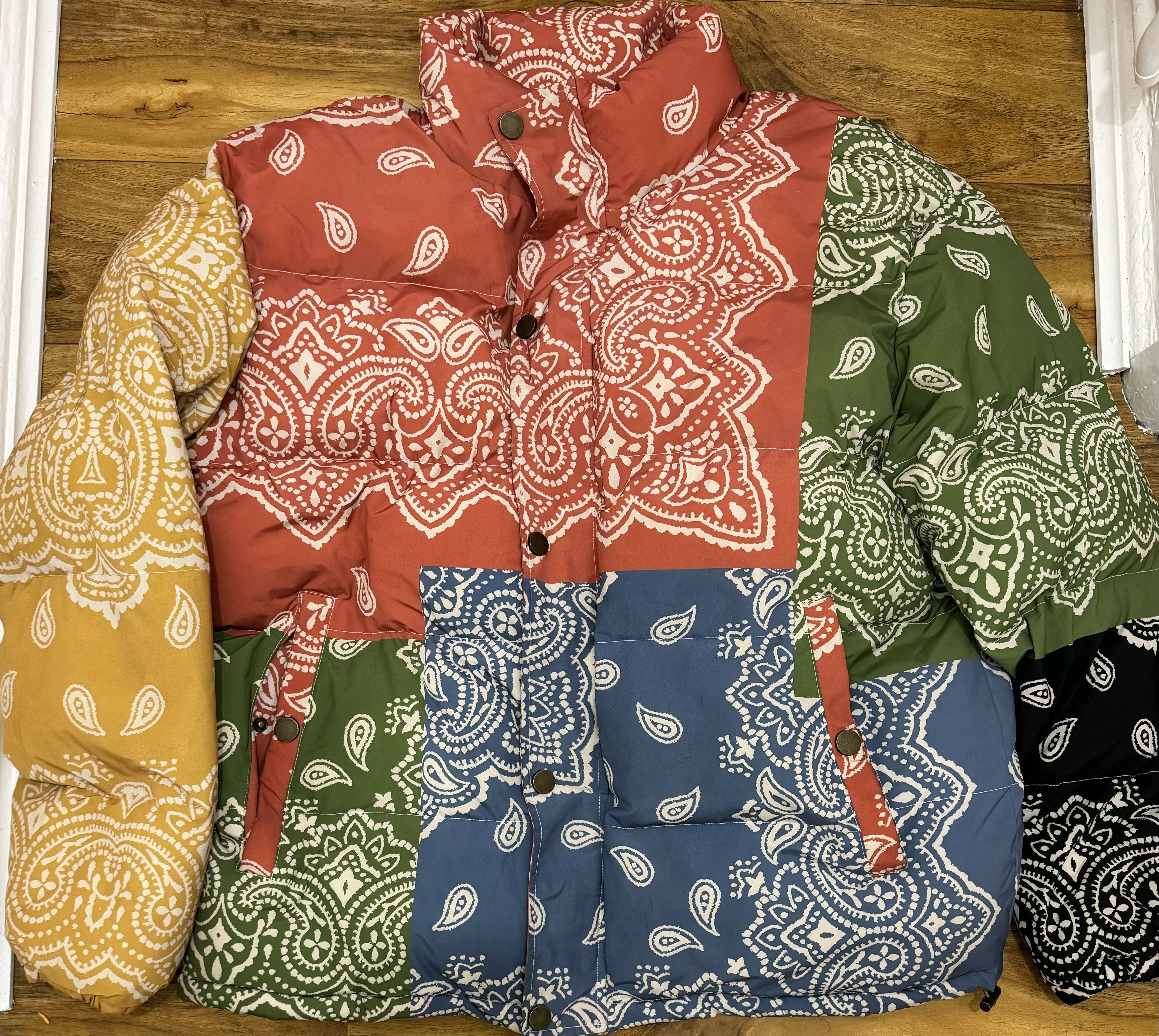 image of Profound Aesthetic Multicolour Bandana Paisley Puffer Jacket, Men's (Size Medium)
