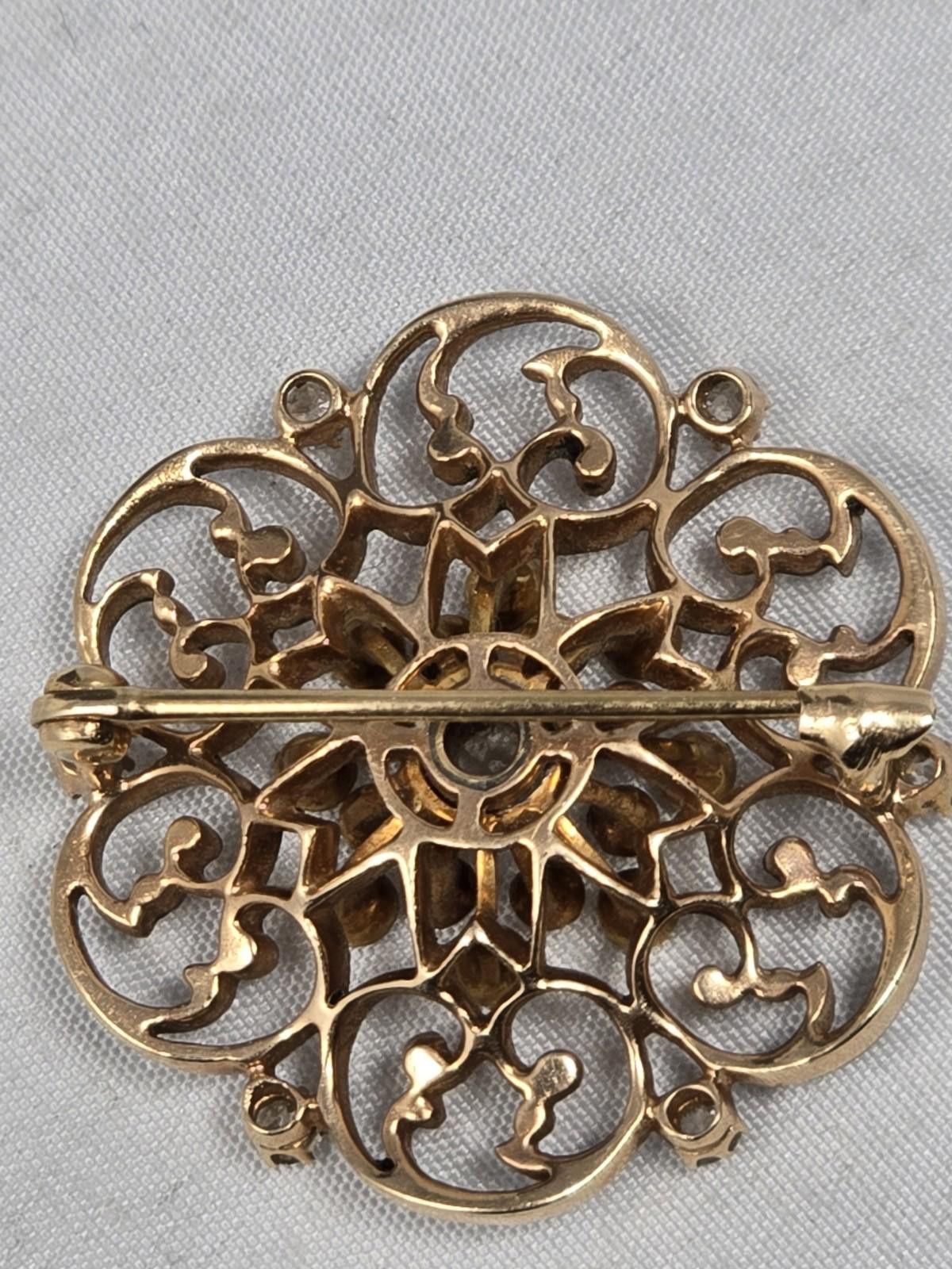 Other Antique 14K Gold Diamond Black Enamel Filigree Brooch 1ct Size ONE SIZE - 3 Thumbnail