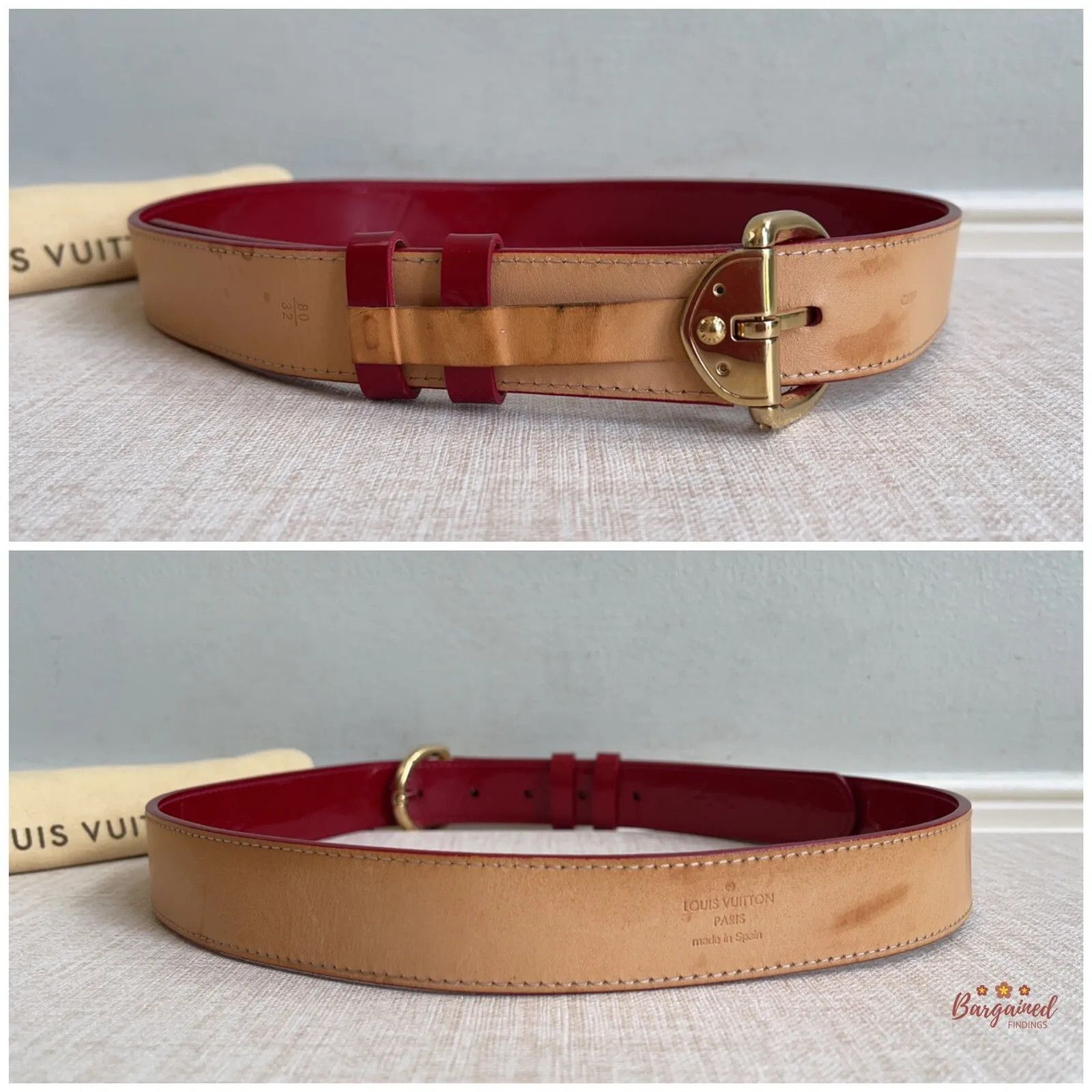 Louis Vuitton Louis Vuitton Pomme D'Amour Monogram Vernis LV Frame Belt Size ONE SIZE - 2 Thumbnail