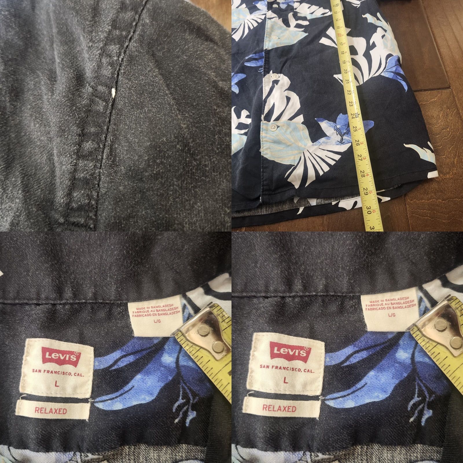 Levi's Levi's Button-Up Shirt Mens Large Black Floral Short Sleeve Tropical Relaxed Fit Size US L / EU 52-54 / 3 - 9 Thumbnail