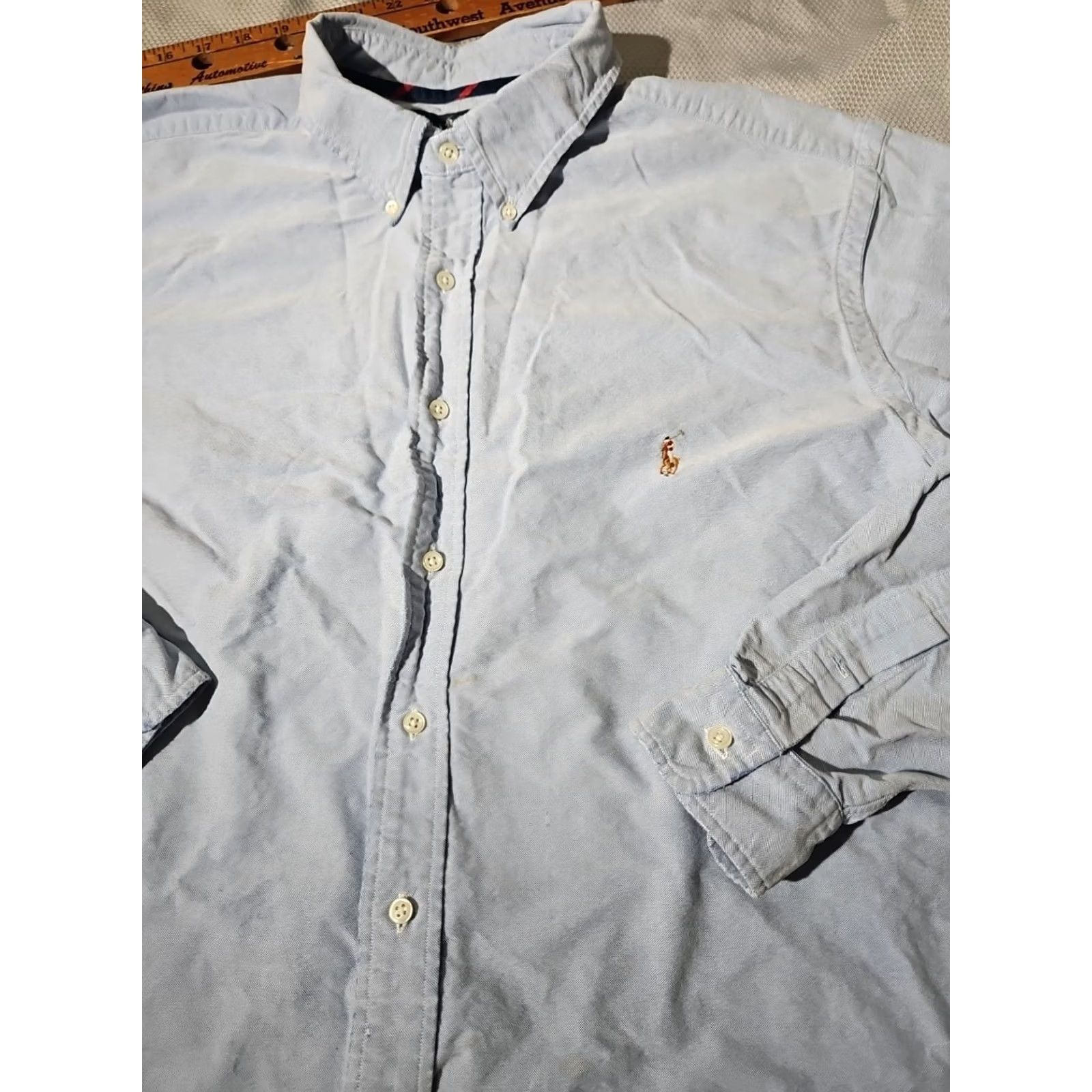 Polo Ralph Lauren Ralph Lauren Shirt Mens 2XB BIG Blue Button Preppy Classic Fit Flesh Pony Oxford Shirt Size US XXL / EU 58 / 5 - 2 Thumbnail