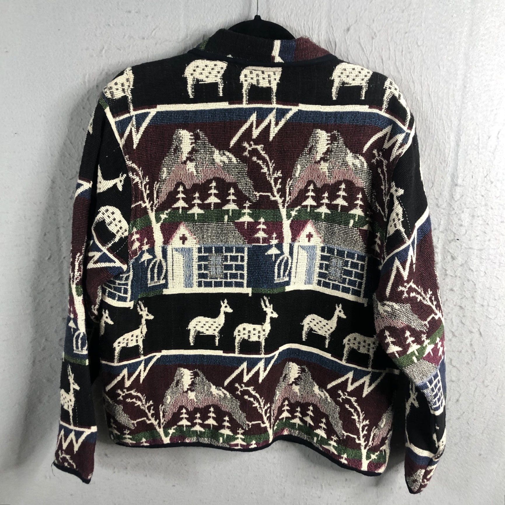 Vintage VINTAGE Jane Ashley Jacket Womens Medium Tapestry Mountain Scene Reindeer Pines Church Size M / US 6-8 / IT 42-44 - 2 Thumbnail