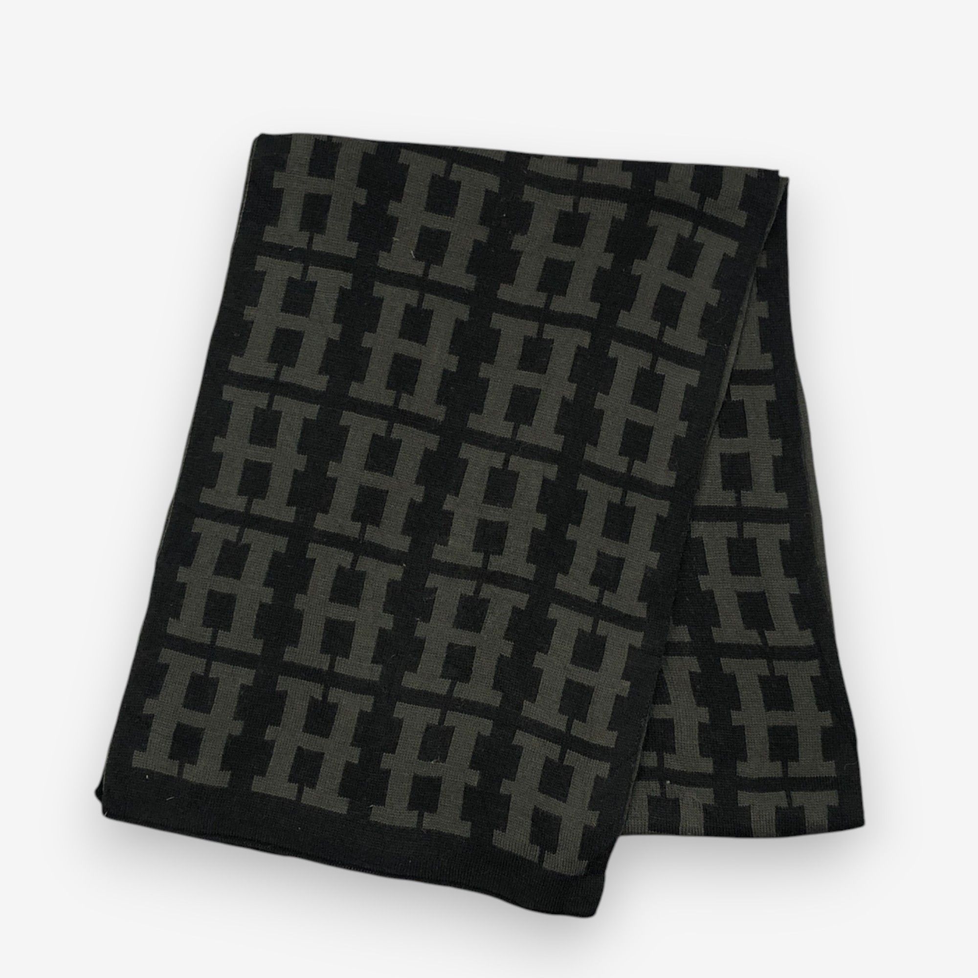 Japanese Brand Vintage H Monogram Black Scarf Muffler Wool Scarves Size ONE SIZE - 3 Thumbnail