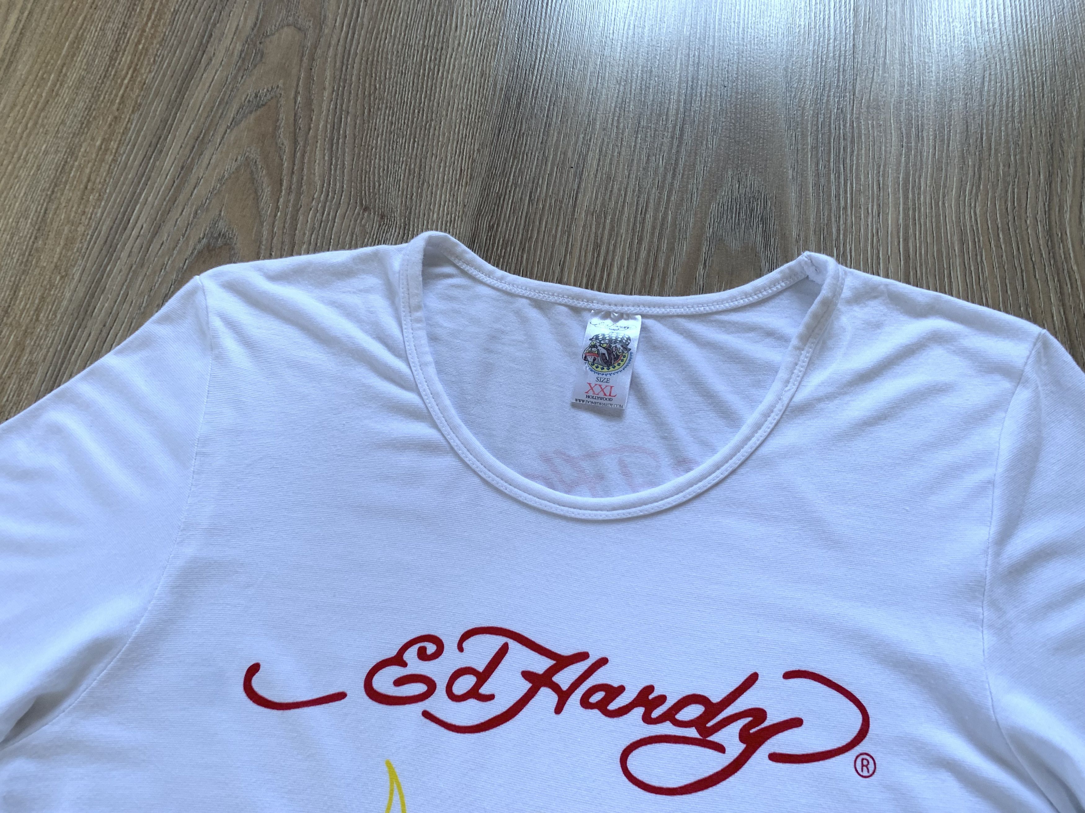 Ed Hardy × Vintage Ed Hardy White Womens Printed T-Shirt Size XXL / US 16-18 / IT 52-54 - 3 Thumbnail
