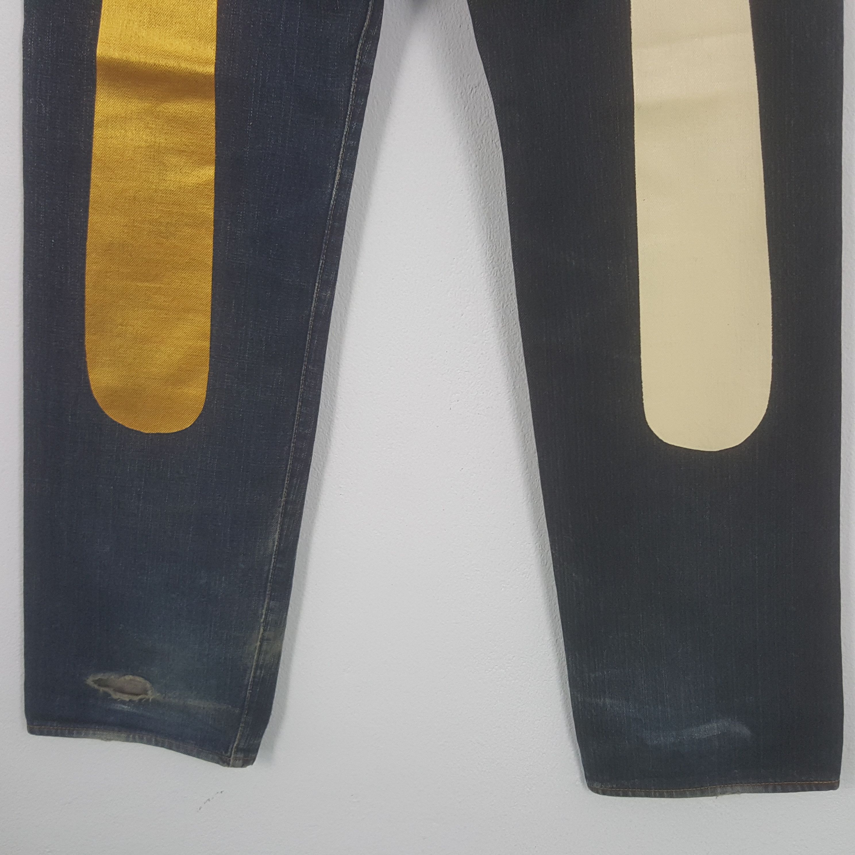 Evisu × Japanese Brand Vintage Evisu Paris Two Tone Custom Diacock Art Denim Jeans Size US 29 - 3 Thumbnail