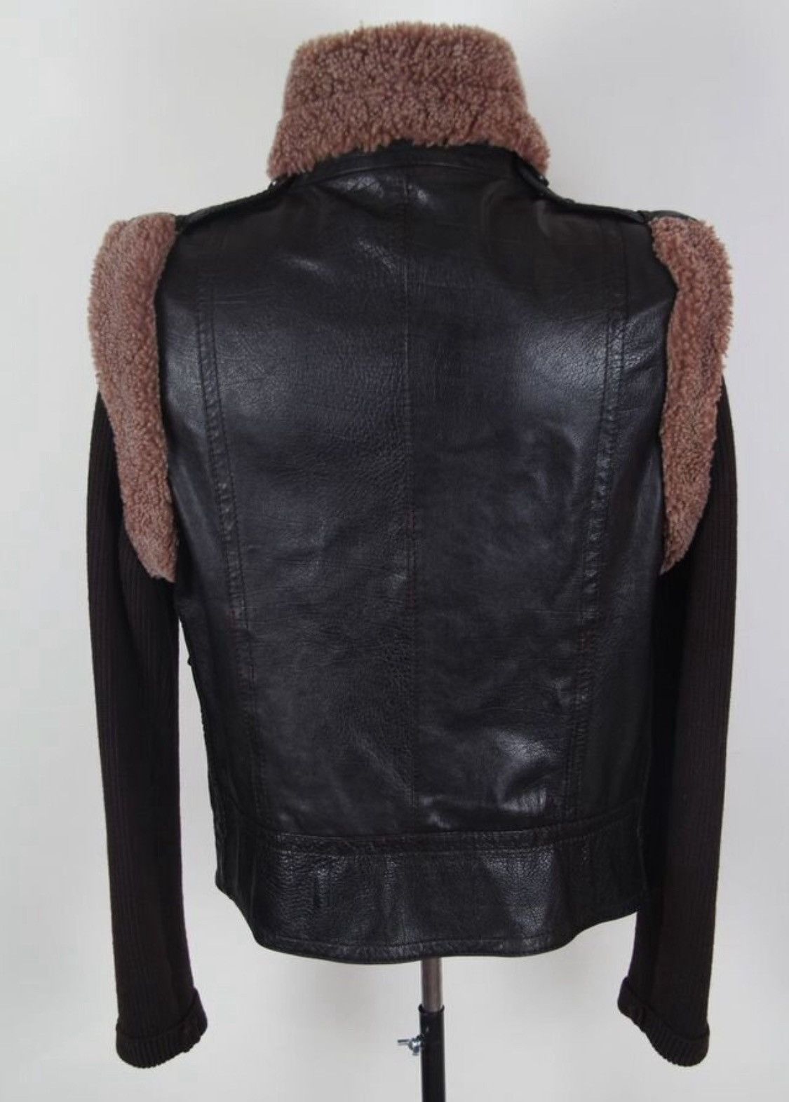 Gucci Gucci Double-Breasted Leather Fur Detail Wool Sleeve Jacket Size US L / EU 52-54 / 3 - 2 Thumbnail