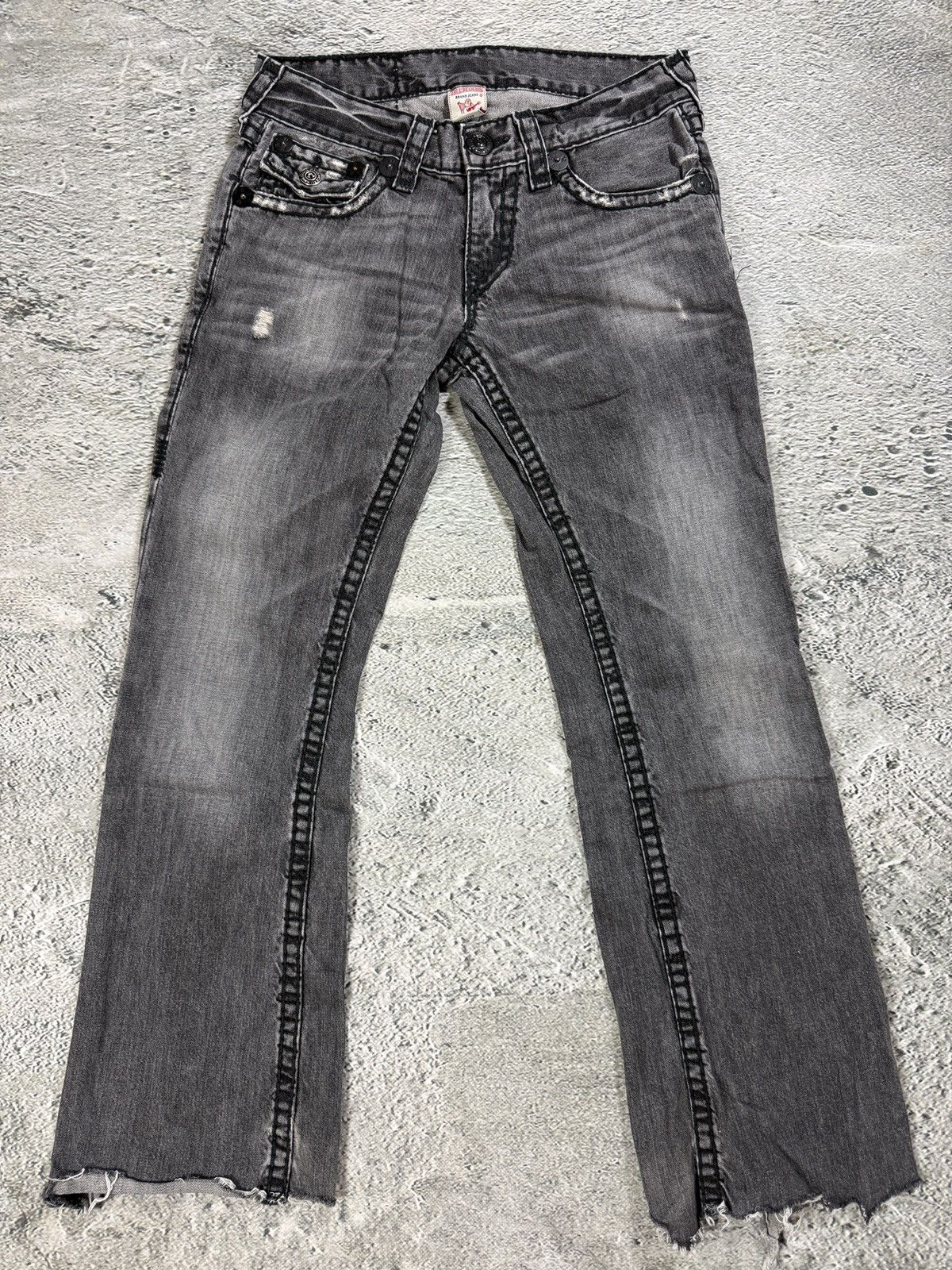 True Religion True Religion jeans grey black thick stitching Billy bootcut Size US 29 - 9 Thumbnail