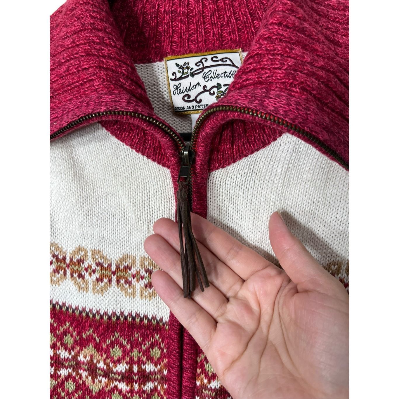 Other Vintage Heirloom Collectibles Cardigan Sweater Zip Up Red Fa Size S / US 4 / IT 40 - 5 Thumbnail