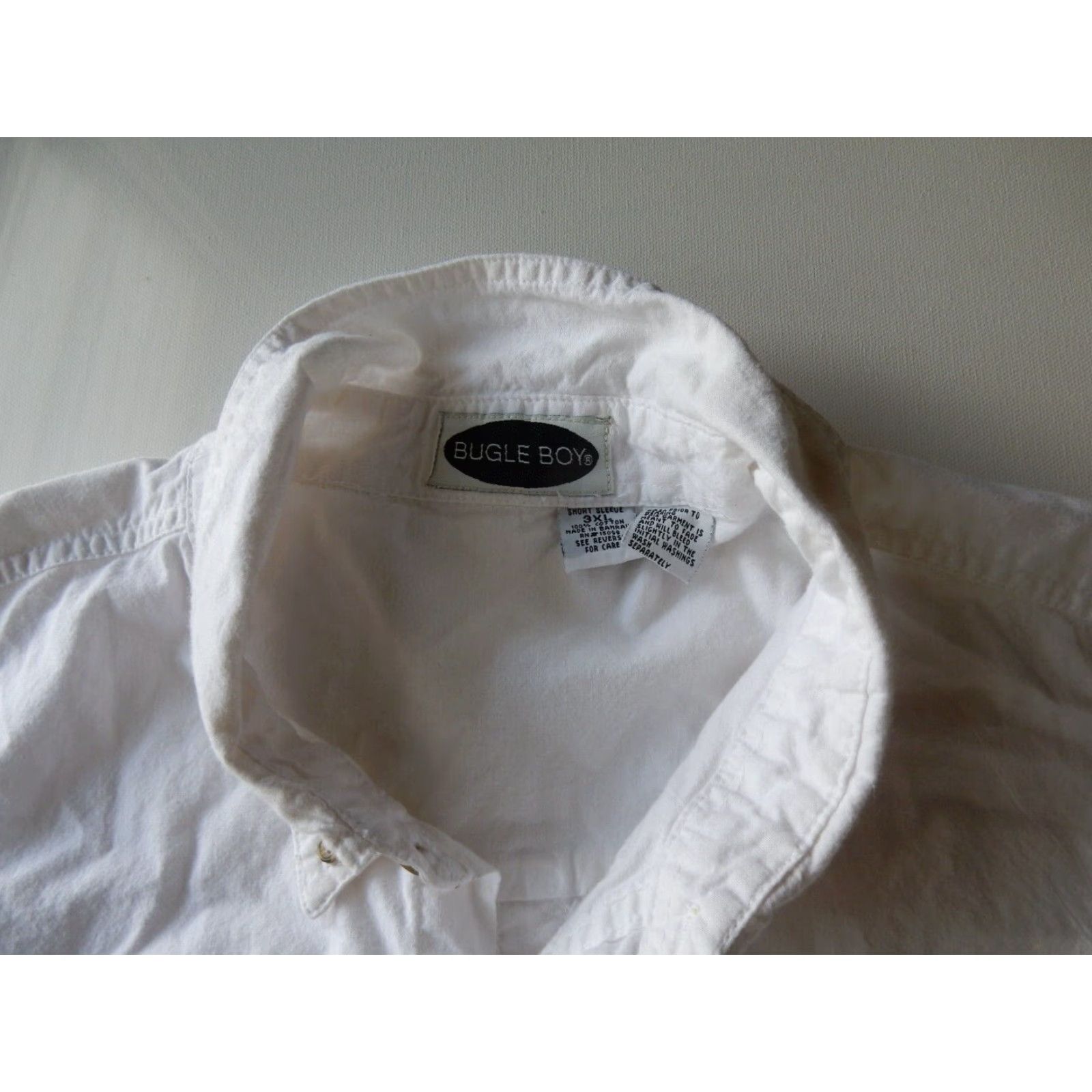 Bugle Boy VINTAGE Bugle Boy Men's Short Sleeve Cotton Button-Up Shirt 3XL White Ecuador Size US XXL / EU 58 / 5 - 3 Thumbnail