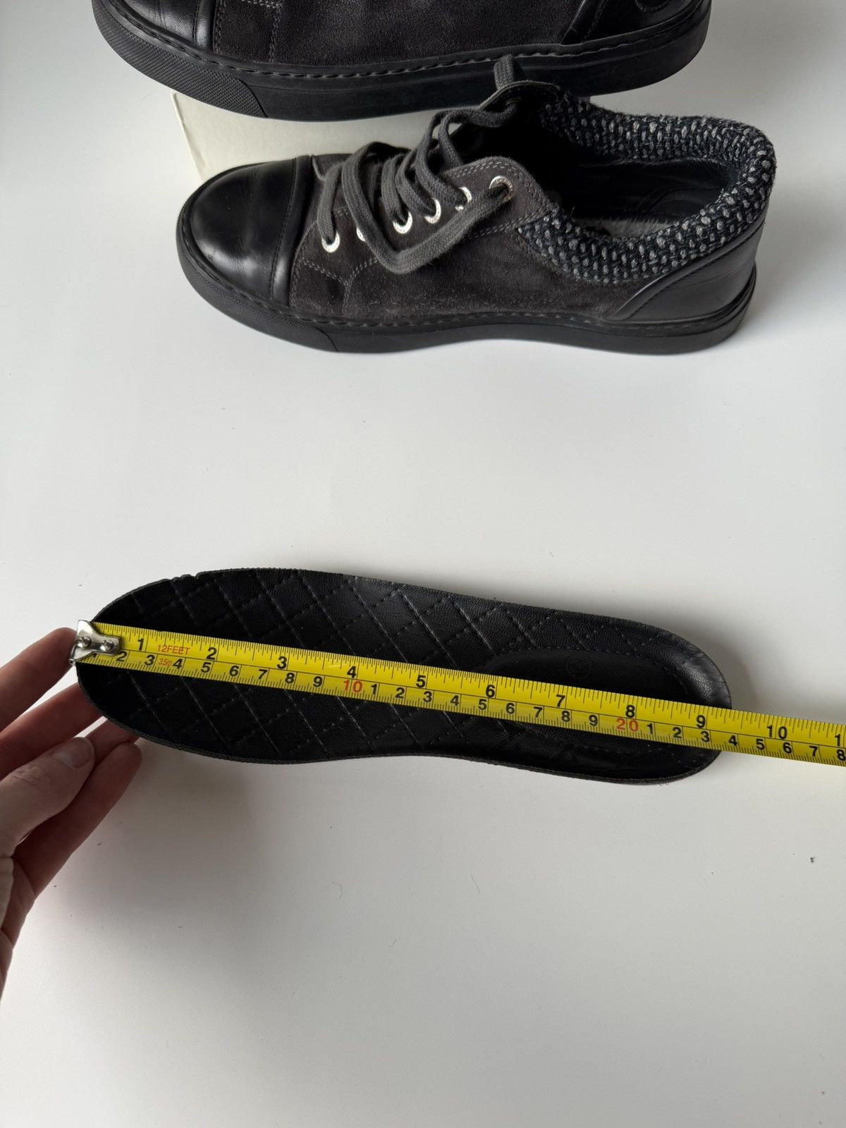 Chanel CHANEL Gray Black Suede Tweed Low Top Lace Up Sneaker Shoes Size US 7 / IT 37 - 22 Thumbnail