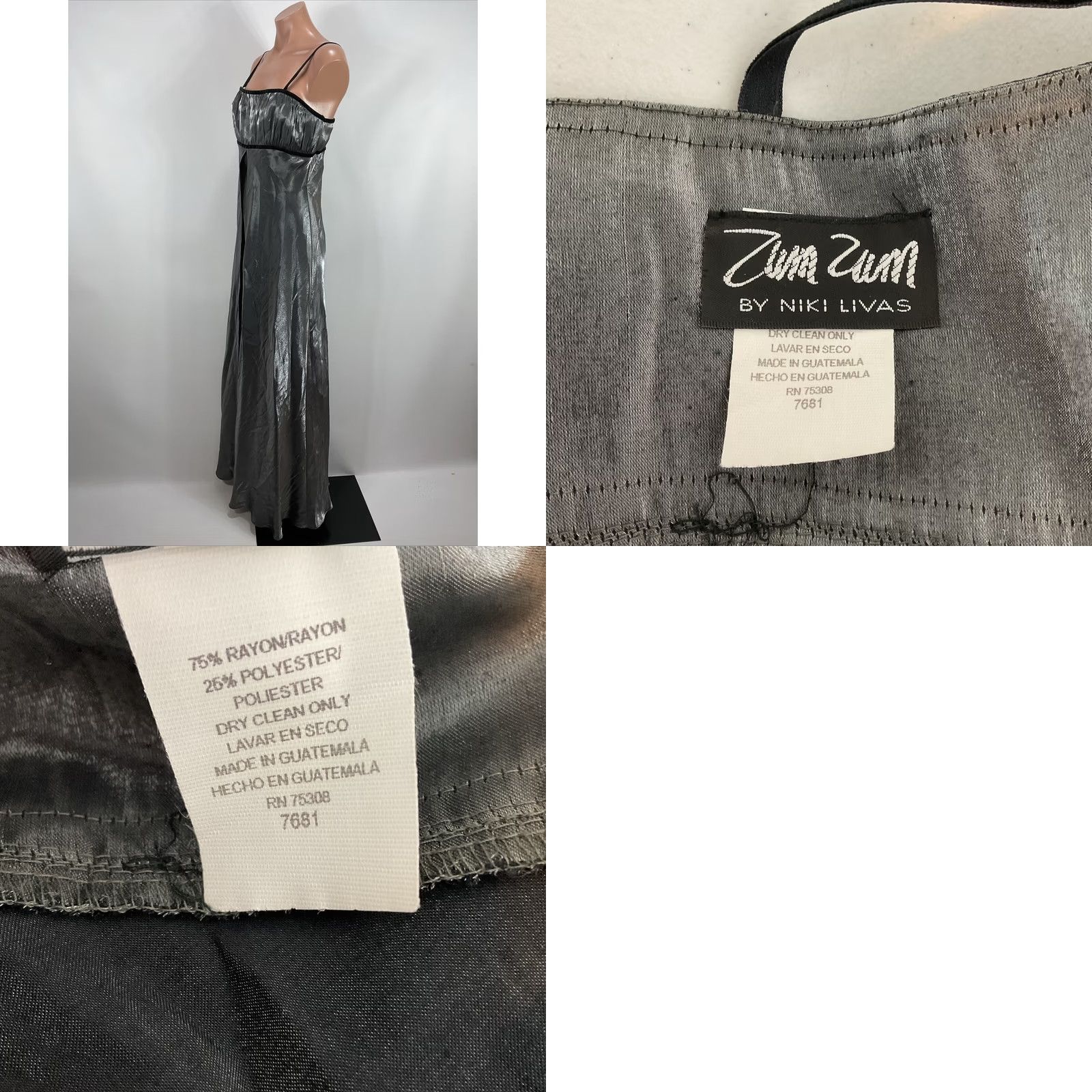 Vintage Vintage Silver Satin Strappy Formal Prom 90s Y2K Sexy Shiny Wet Look Dress Size XL / US 12-14 / IT 48-50 - 8 Thumbnail