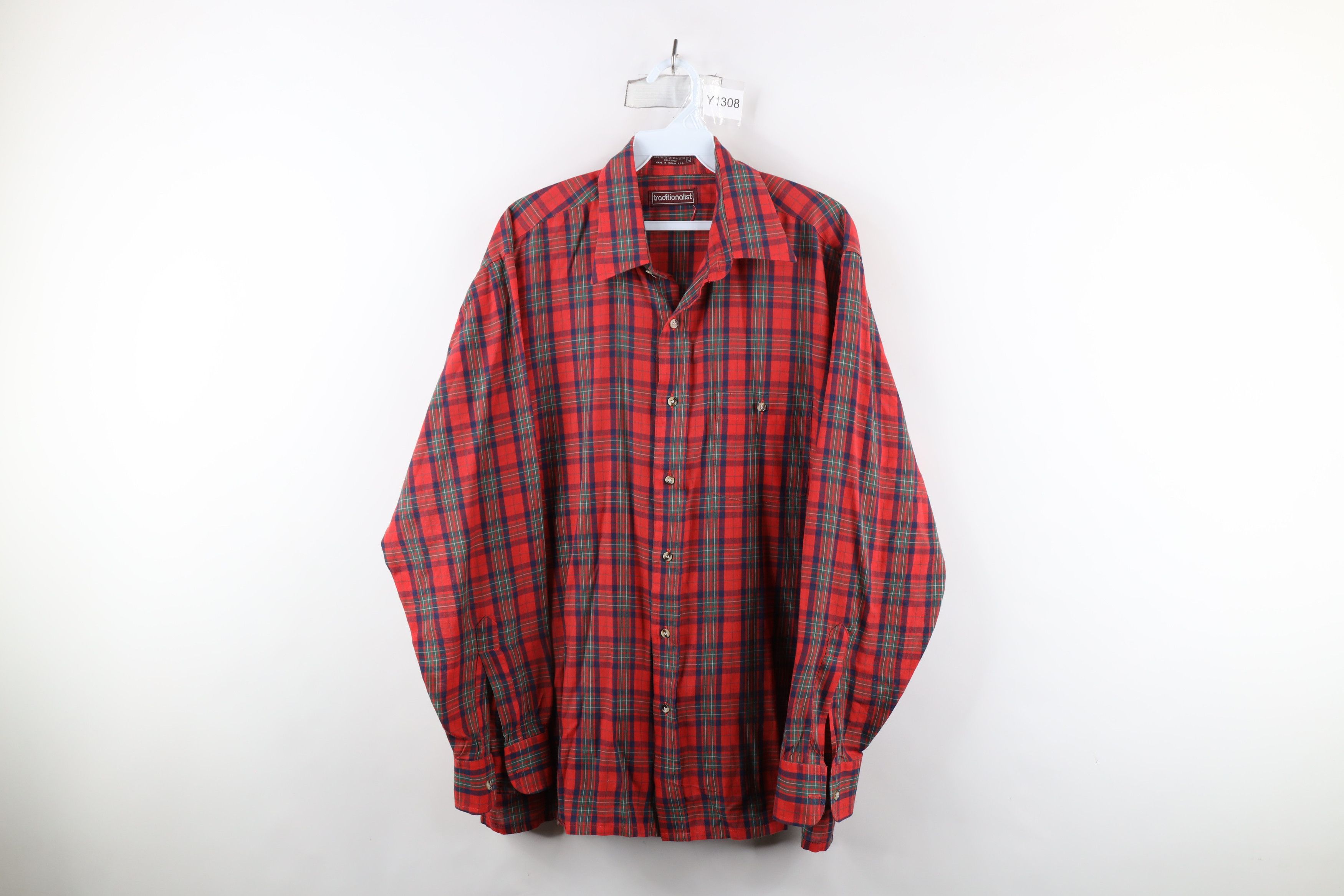 Vintage Vintage 70s Streetwear Long Sleeve Button Shirt Plaid Size US L / EU 52-54 / 3 - 1 Thumbnail