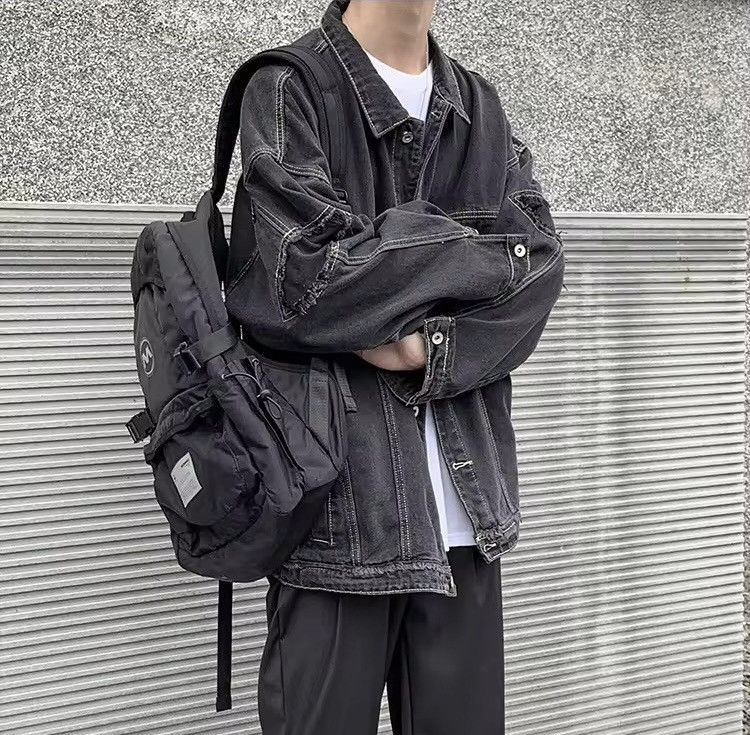 Jean Retro Black Oversized Harajuku Denim Jacket Size US L / EU 52-54 / 3 - 1 Thumbnail