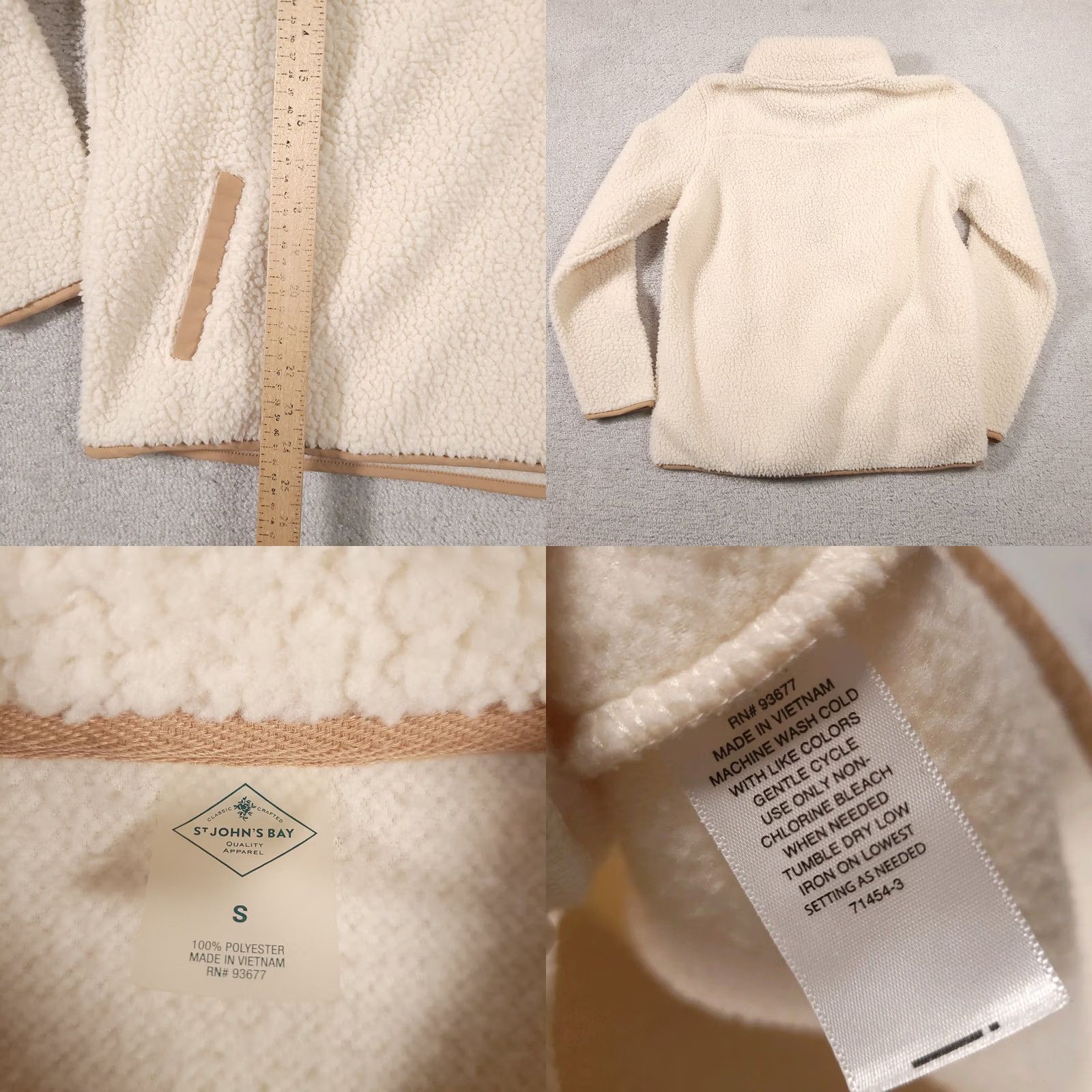 Vintage St Johns Bay Sherpa Jacket Womens Small Ivory Half Zip Pockets Mock Neck Outdoor Womens, Jacket, Ivory, S Size S / US 4 / IT 40 - 8 Thumbnail