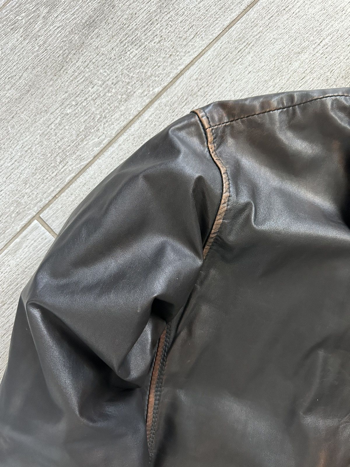 Other Vintage Y2K Classic Oversized Brown Washed Leather Jacket Size US XL / EU 56 / 4 - 4 Thumbnail