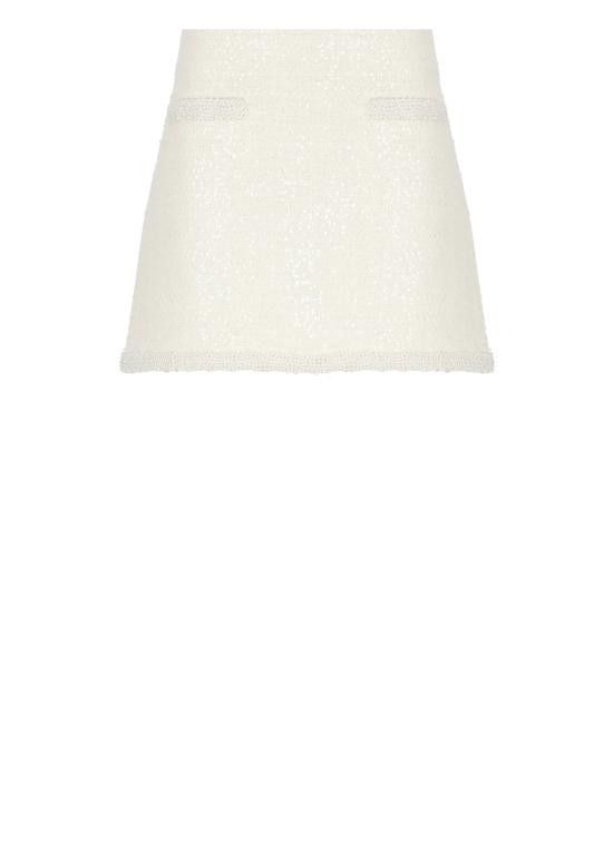 Self-Portrait SELF PORTRAIT Women Mid Skirts RS25164SKC BOUCLE PEARLCREAM Ivory Size 26" / US 2 / IT 38 - 1 Thumbnail