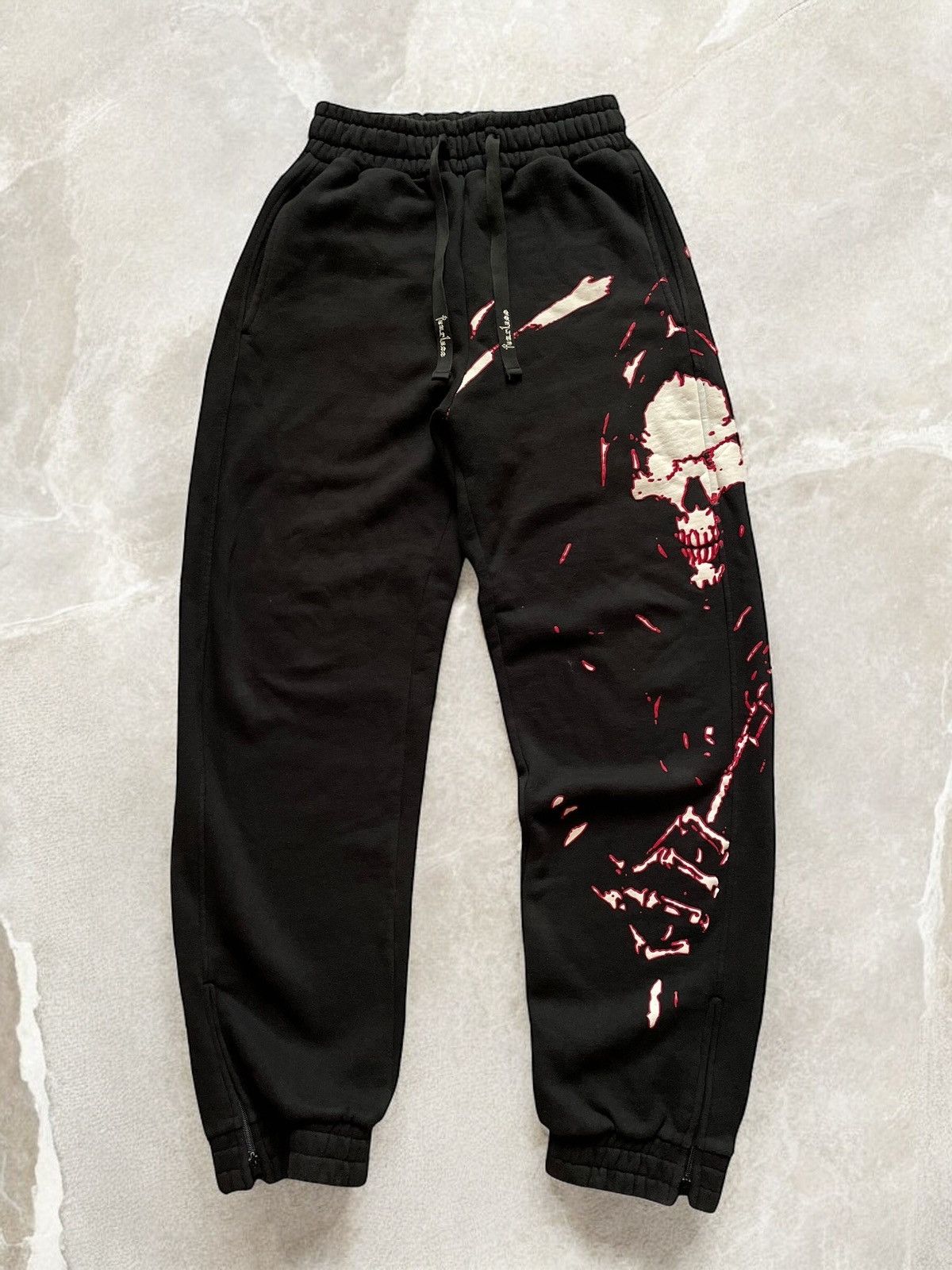 Designer × Vintage FEARLESS SKULL HEAVY COTTON SWEATPANTS Skeleton pants skull Size US 34 / EU 50 - 1 Thumbnail