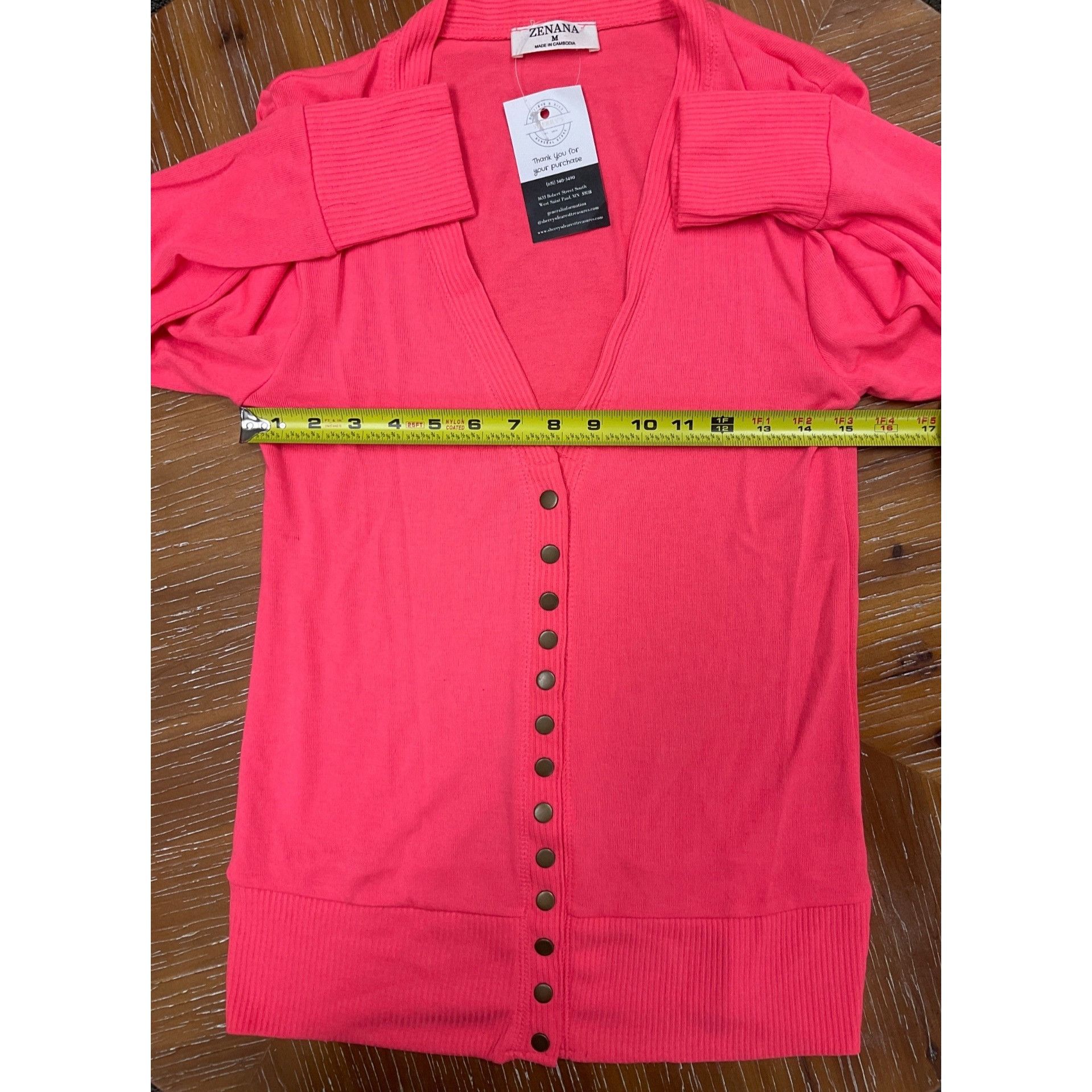 Other Coral Snap Front Cardigan With Gold Accents Snaps Medium By Size M / US 6-8 / IT 42-44 - 3 Thumbnail