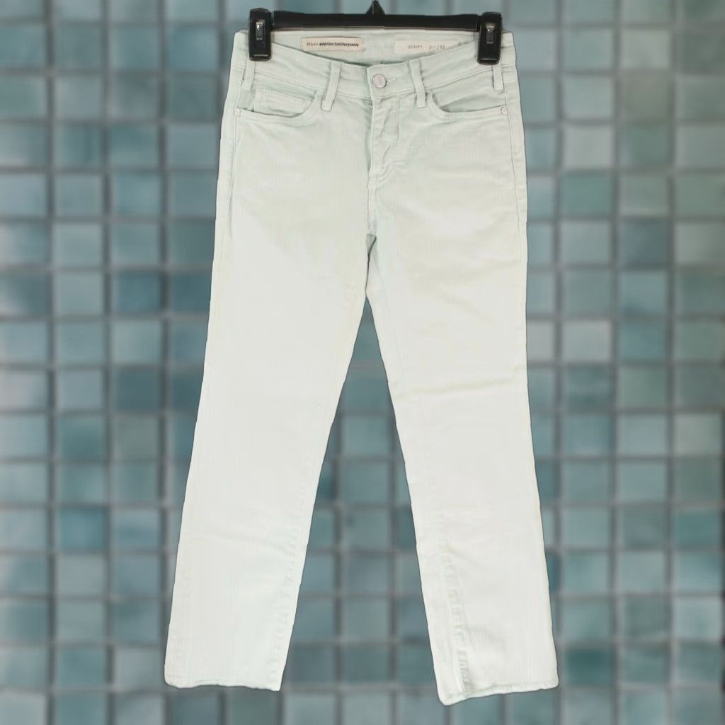 Vintage VINTAGE Pilcro & the Letterpress Script Jeans Women 25 Mint Green Raw Hem Skinny Ankle High Rise 25 Womens jeans Size ONE SIZE - 1 Thumbnail