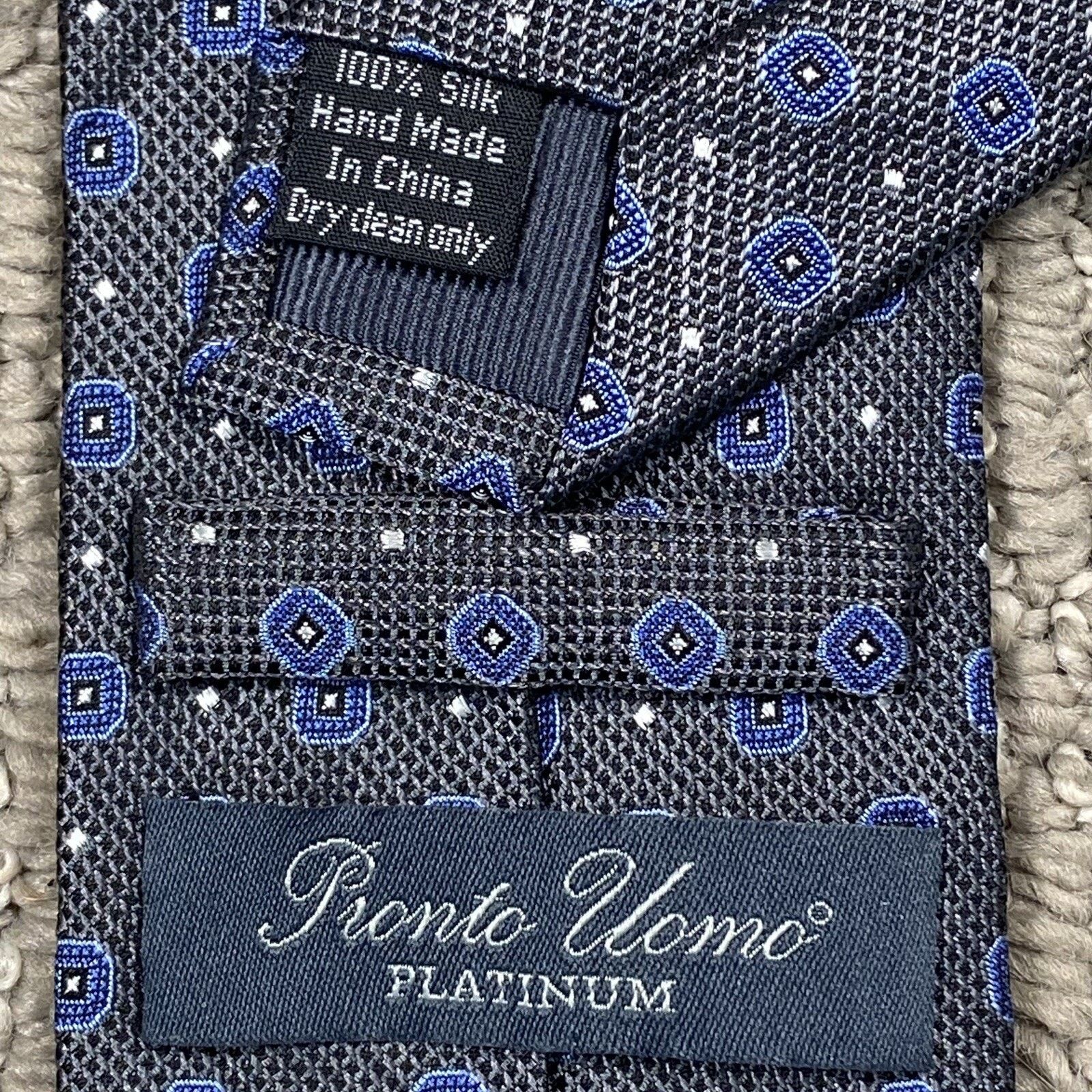 Pronto Uomo Pronto Uomo Platinum Mens Tie Geometric 100% Silk 60x3 Size ONE SIZE - 2 Thumbnail