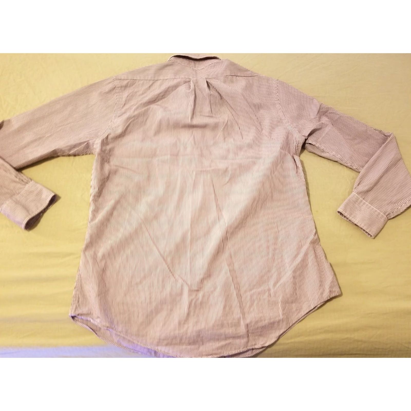 Brooks Brothers Mens Brooks Brothers Dress Shirt M Medium Burgundy Button Cotton Size 40R - 5 Thumbnail