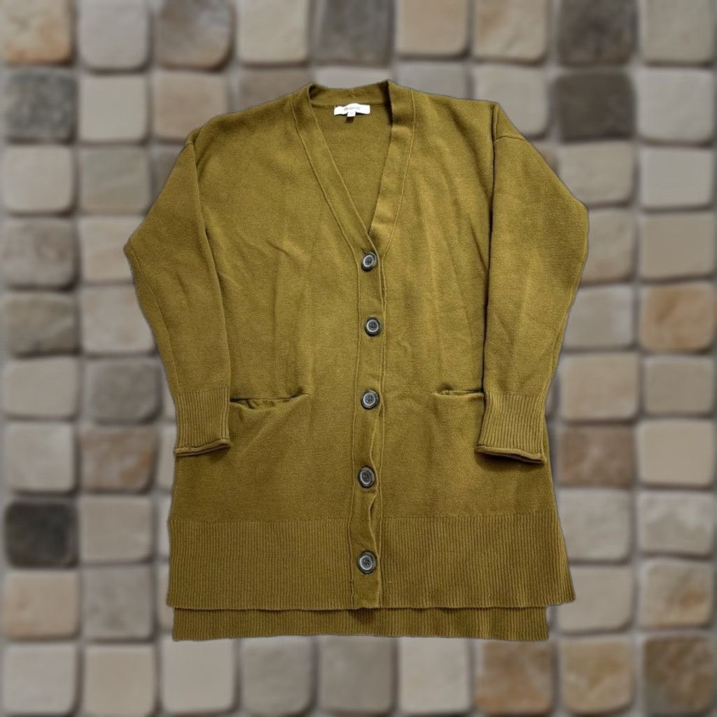 Madewell Madewell Miller Cardigan Womens XS Green Cotton Tight Knit Plunge V Neck Size XS / US 0-2 / IT 36-38 - 1 Thumbnail