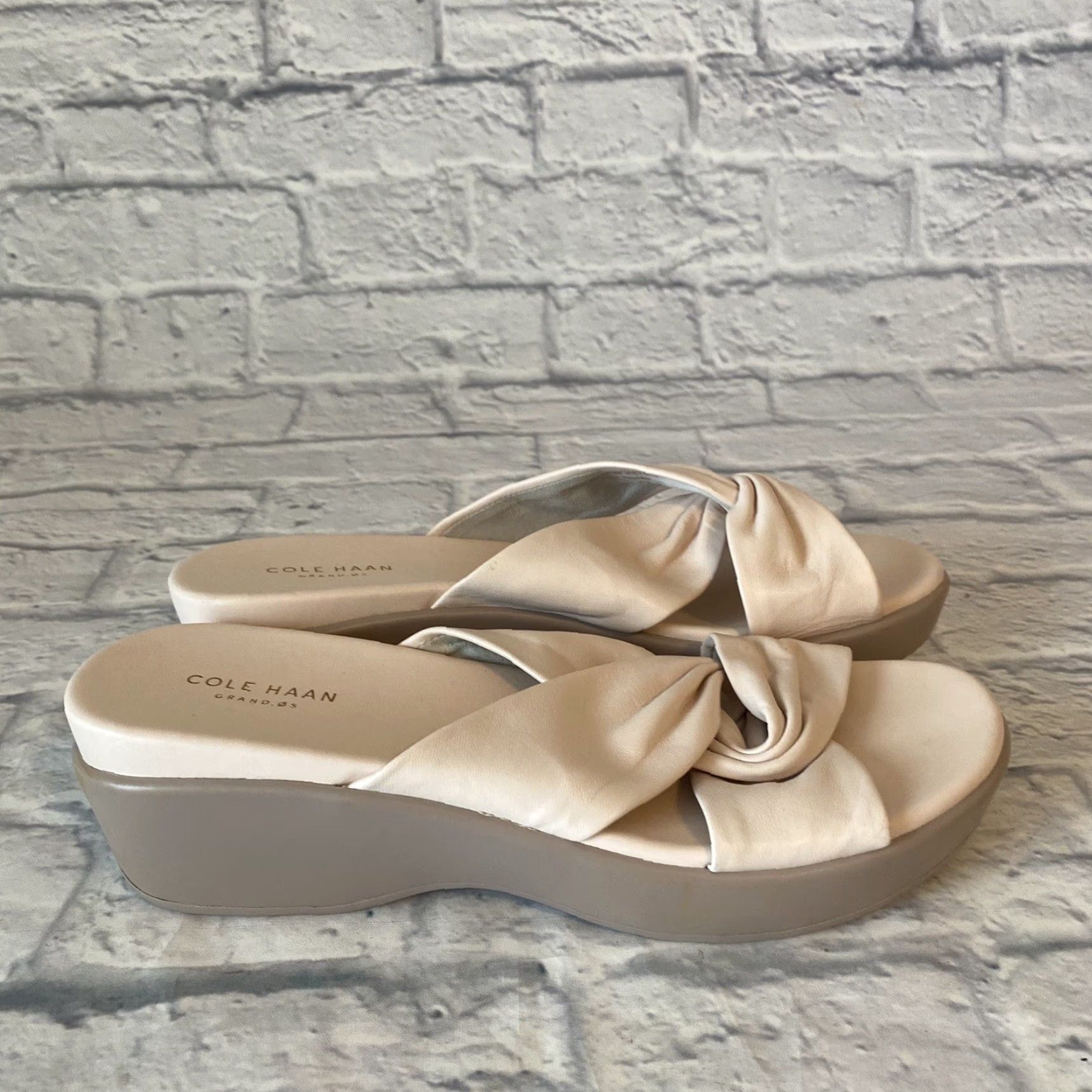 Cole Haan Cole Haan Grand OS Slide Sandals Cross Straps Wedge Heels Beige Women’s Size 10 Size US 8 / IT 38 - 2 Thumbnail