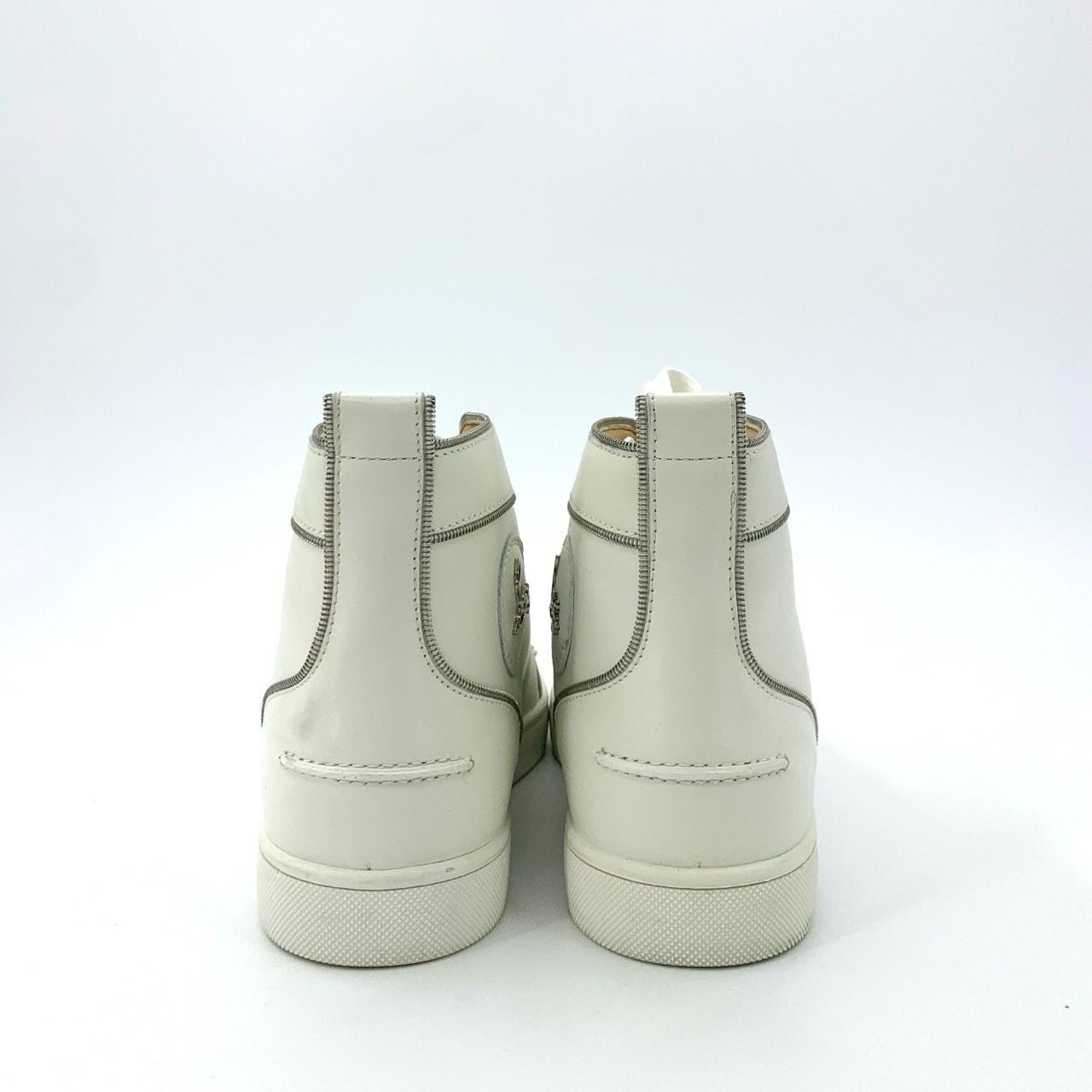Christian Louboutin Christian Louboutin White Leather Spike-Trimmed Lace-Up Sho Size US 10 / IT 40 - 7 Thumbnail