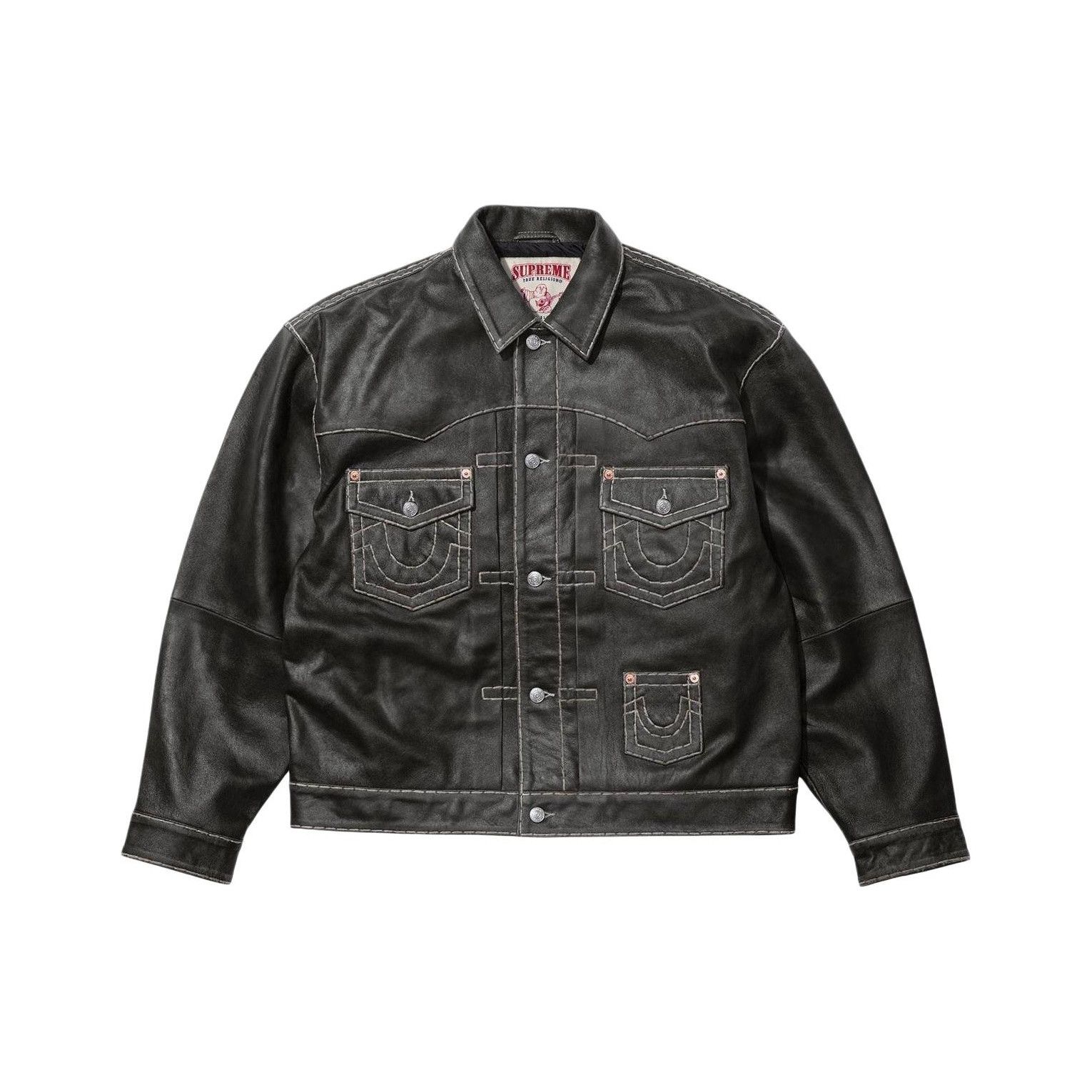 Supreme Supreme x True Religion Leather Trucker Jacket Size S Size US S / EU 44-46 / 1 - 1 Thumbnail