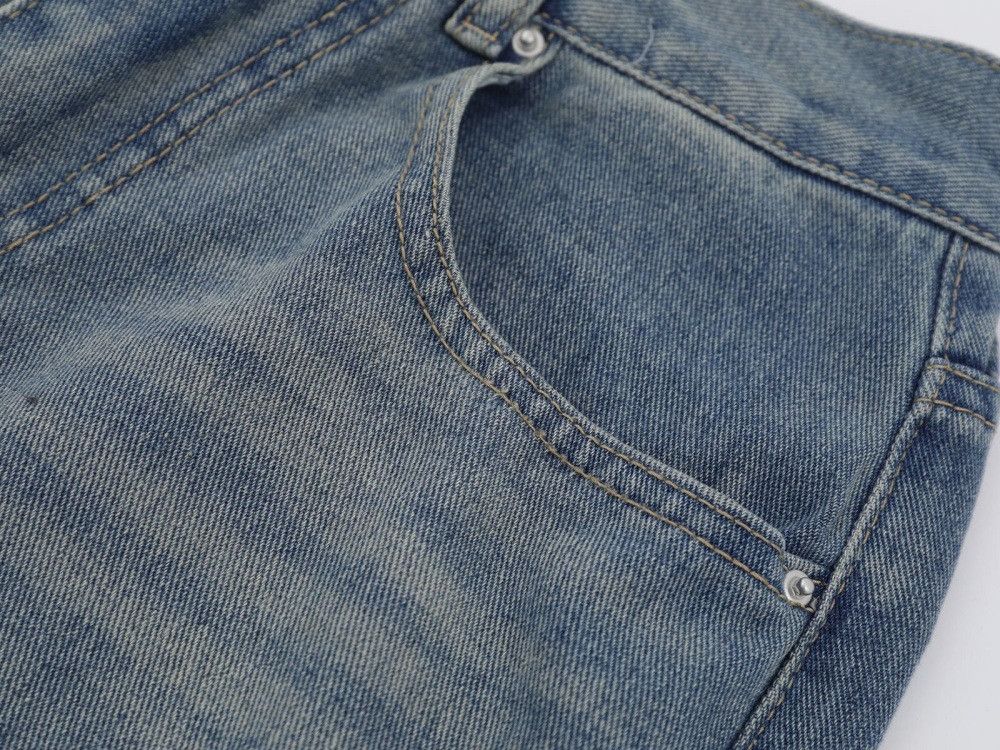 Vintage Punk distressed straight loose men's pleated jeans Size US 32 / EU 48 - 3 Thumbnail