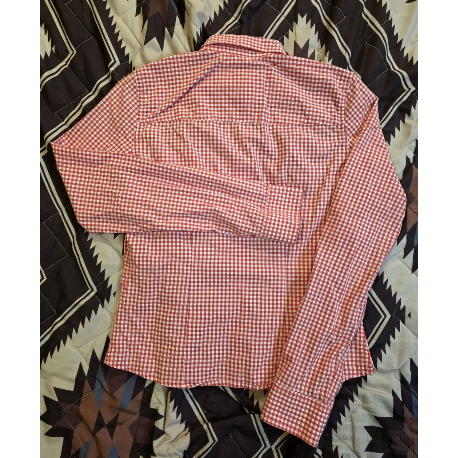 Abercrombie & Fitch VINTAGE Abercrombie & Fitch Women's Button-Up Shirt Gingham Red XS, Plaid, Long Sleeve, Collared, Button, Casual, Preppy, Classic, 2000s, Women Size XS / US 0-2 / IT 36-38 - 3 Thumbnail