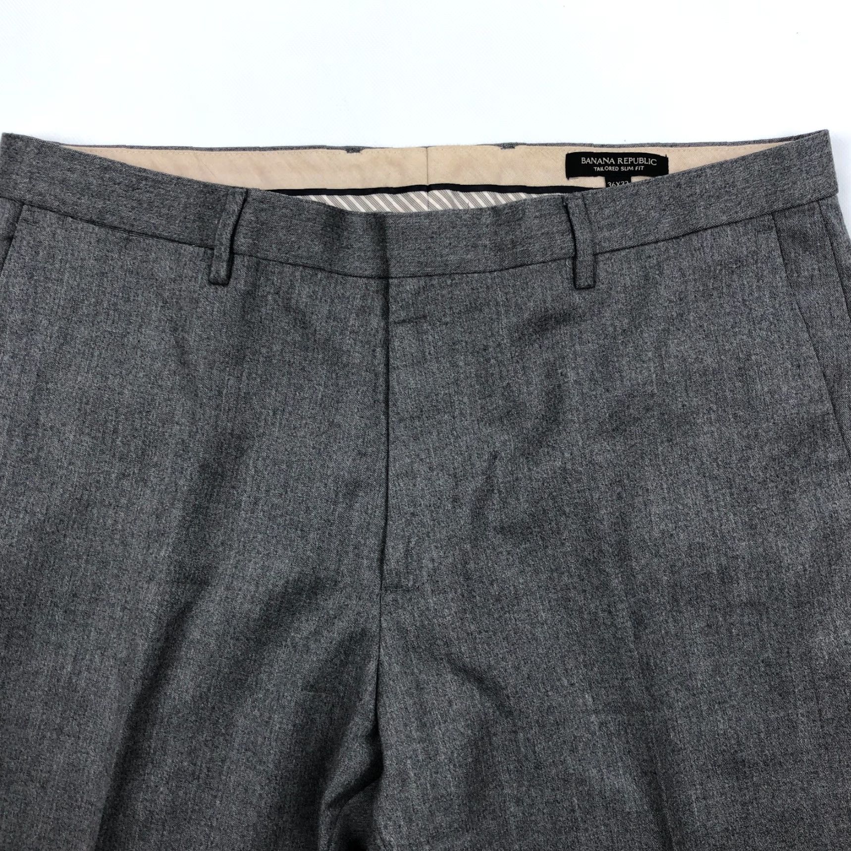 Banana Republic Banana Republic Pants 36x32 Gray Flannel Wool Trousers Tailored Slim Fit University Ivy League Dress Pants Mens Regular Slim Front Flat Front Size US 36 / EU 52 - 6 Thumbnail