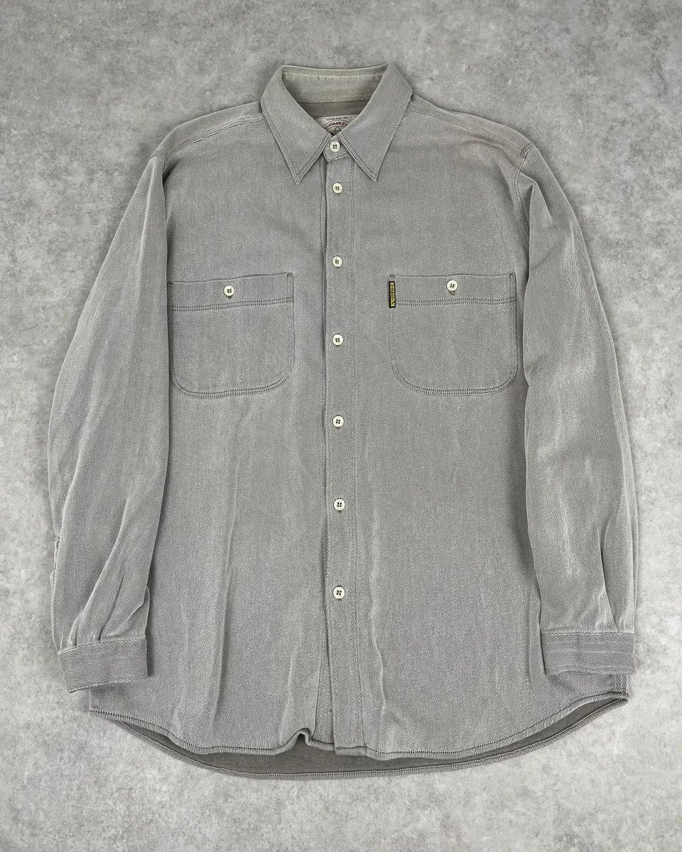 Armani 1990s Armani Khaki Grey Shirt Size US M / EU 48-50 / 2 - 1 Thumbnail