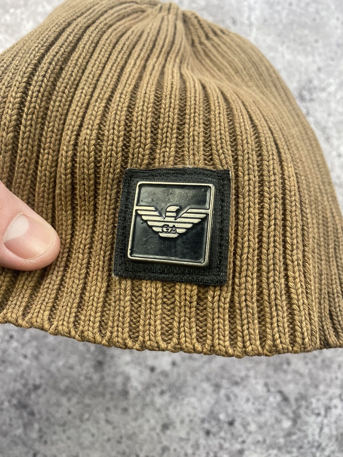 Armani × Emporio Armani EMPORIO ARMANI JAPANESE Y2K BIG LOGO STYLE BEANIE HAT BROWN Size ONE SIZE - 5 Thumbnail