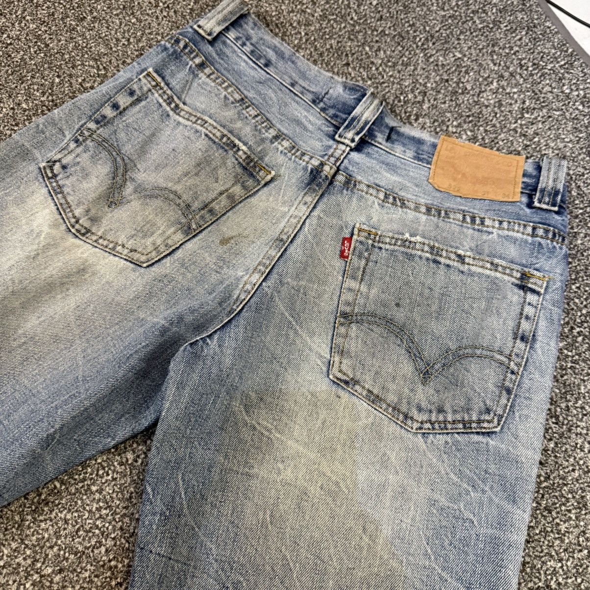 If Six Was Nine 🔥🇺🇸 Vintage Y2K Levis 522 Distressed Denim Size US 31 - 4 Thumbnail