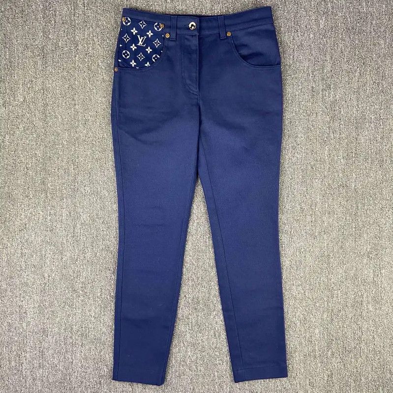 Louis Vuitton Blue Cotton Women's Denim Pants 0089