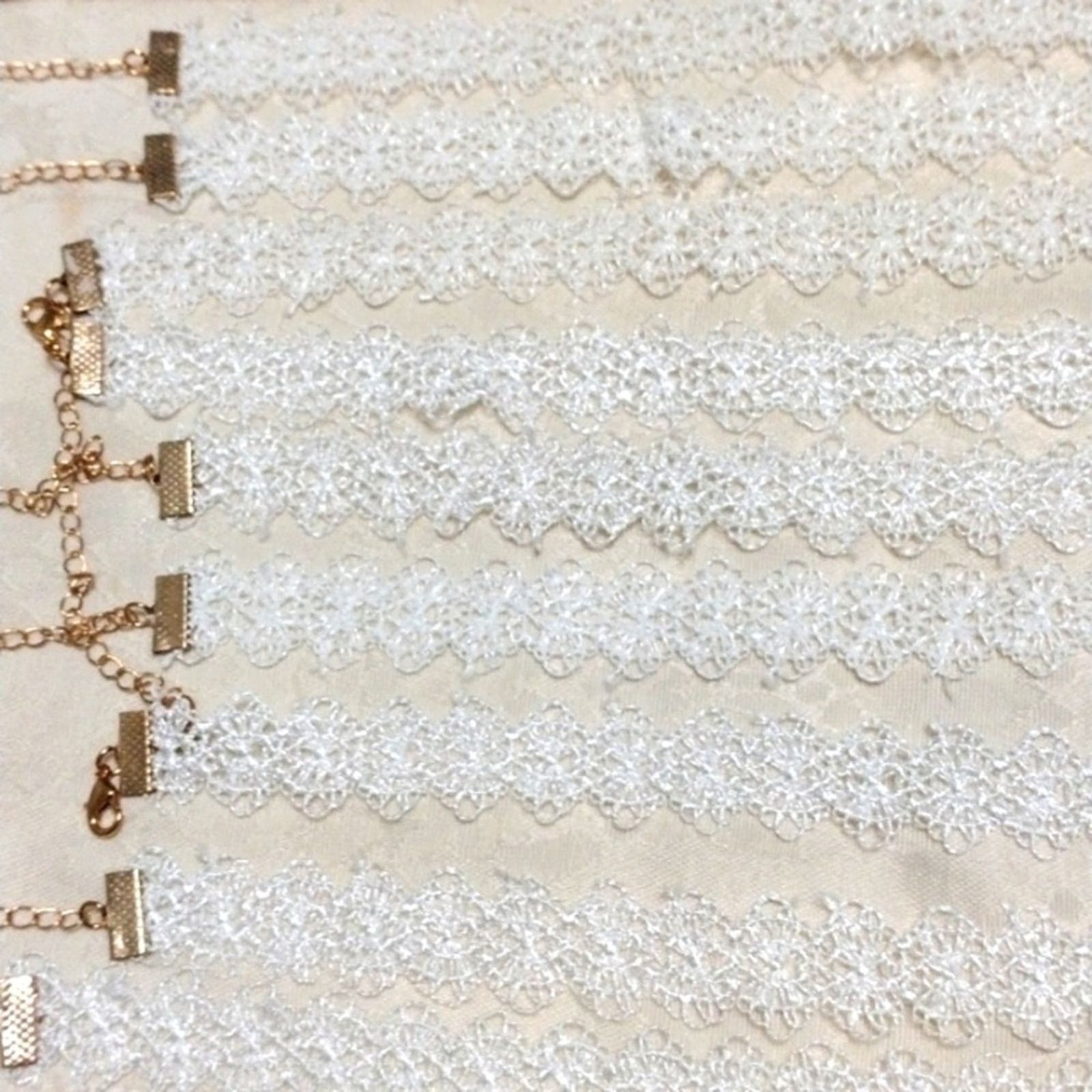Other Eyelet Lace Choker Necklace WHITE Wedding Bridal Romantic Size ONE SIZE - 12 Thumbnail
